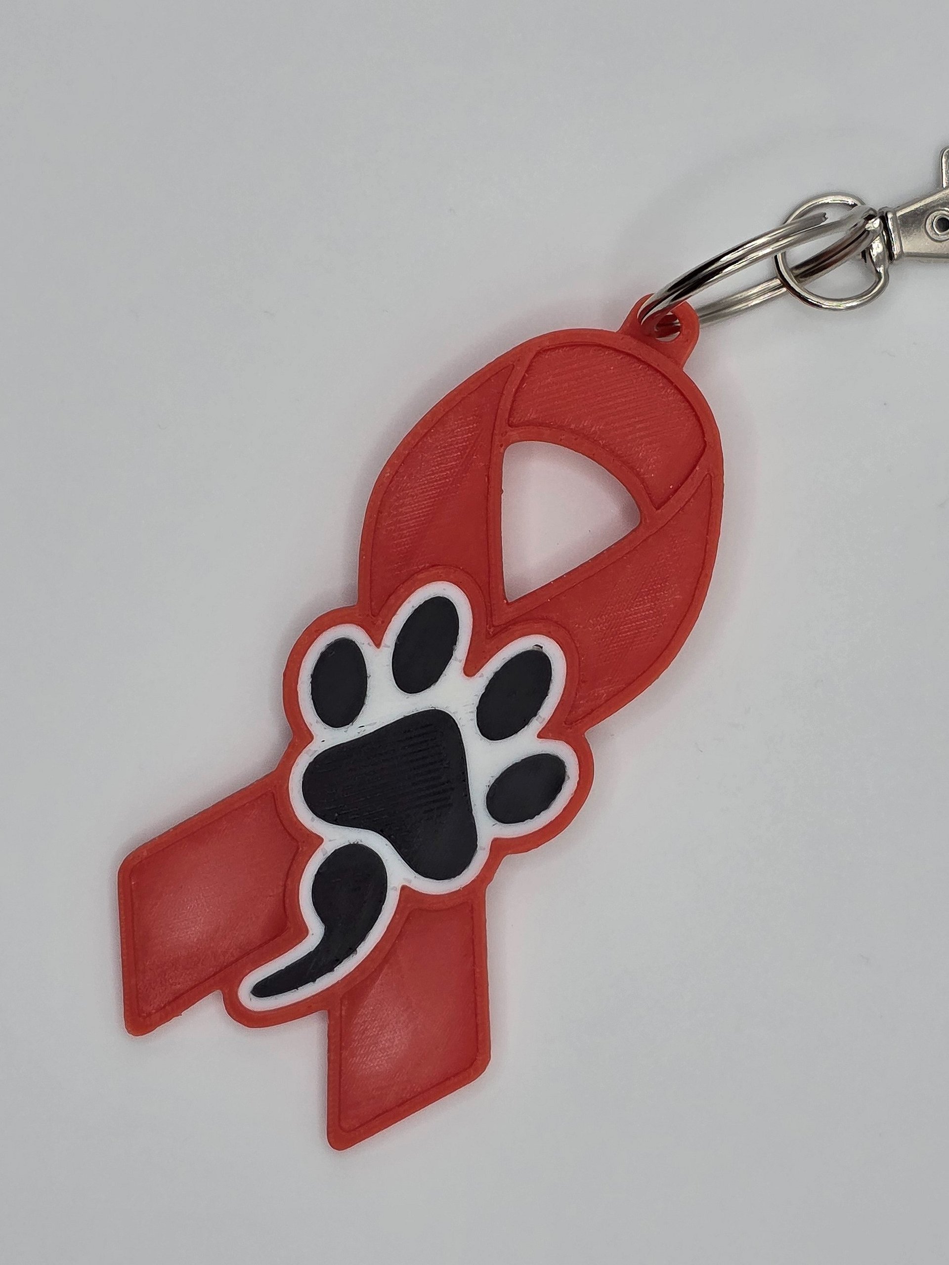❤️ Red Awareness Ribbon Keychain | Dog Paw Semicolon product image (2)
