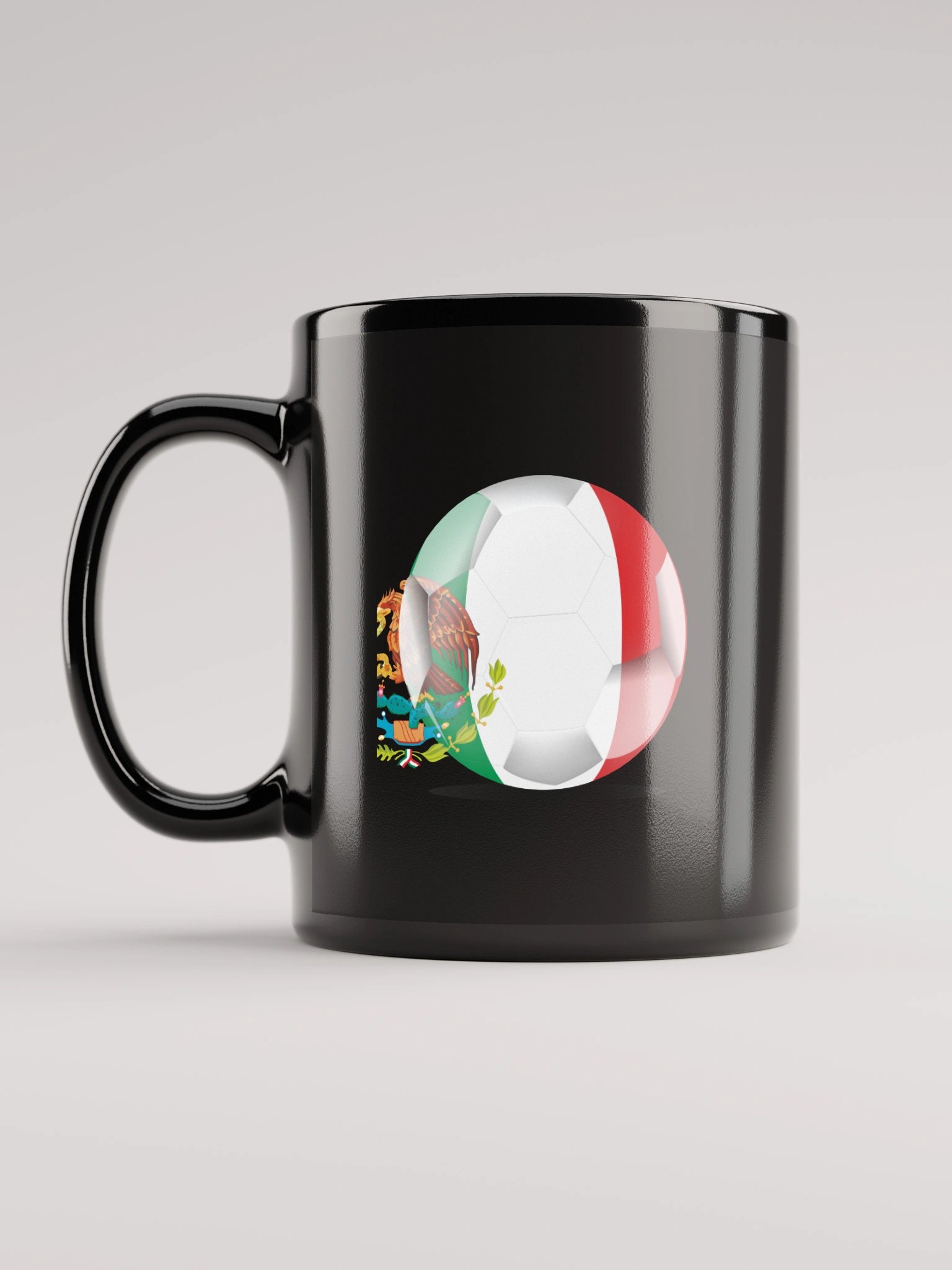 Mexico Flag Soccer Ball Black Coffee Mug (Double Sided Print) product image (2)