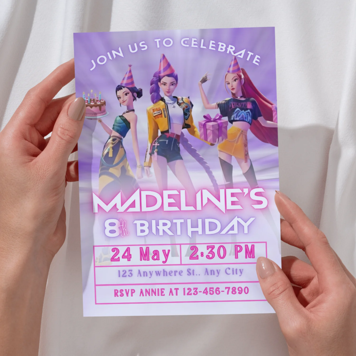 K-Pop Demon Hunters Birthday Invitation | Girl Birthday Party Invite | Editable Canva Template | K-Pop Party Theme | Digital Download product image (8)