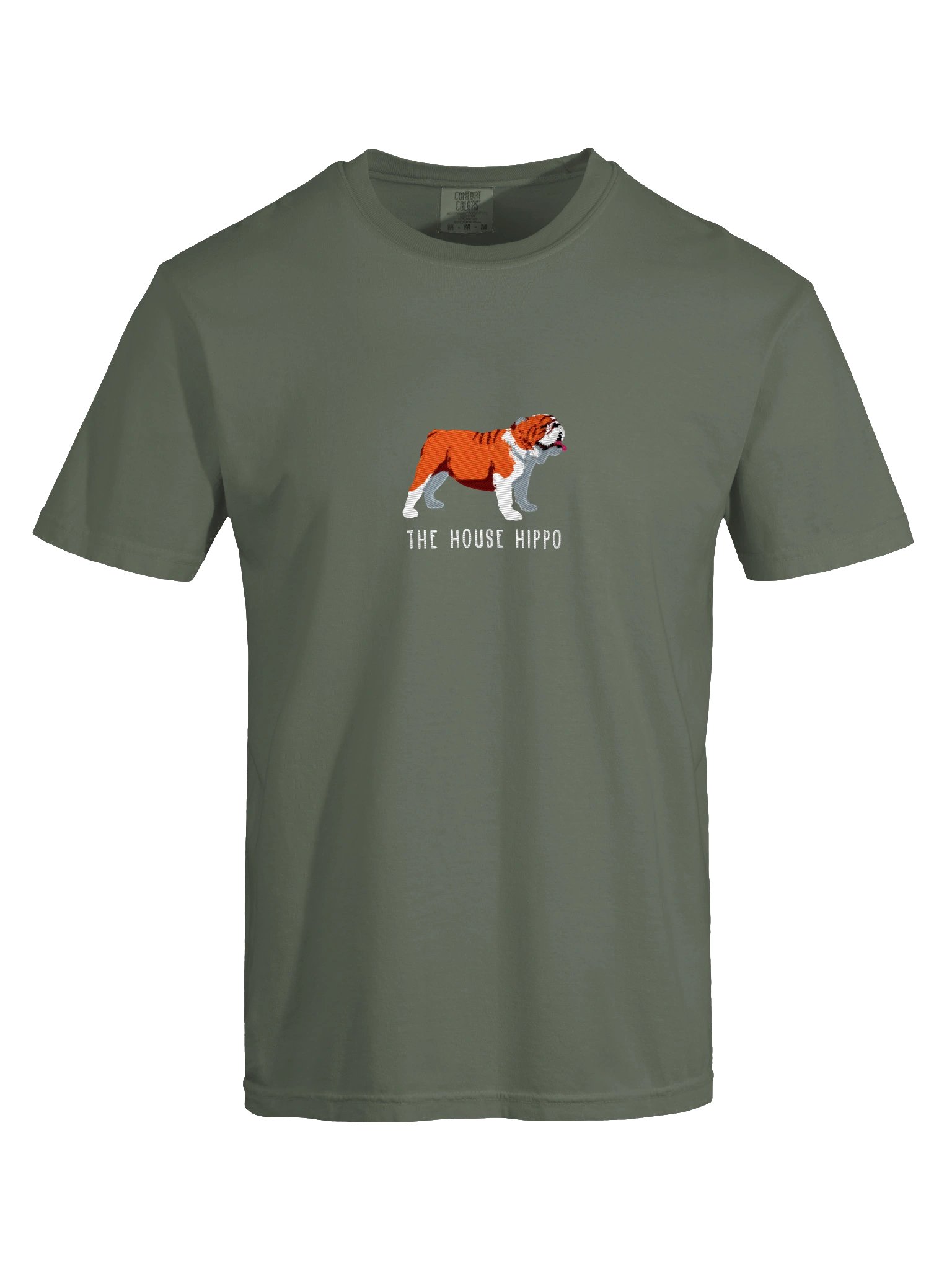 The House Hippo T-Shirt(Embroidered) of an English Bulldog(Red & White) product image (29)