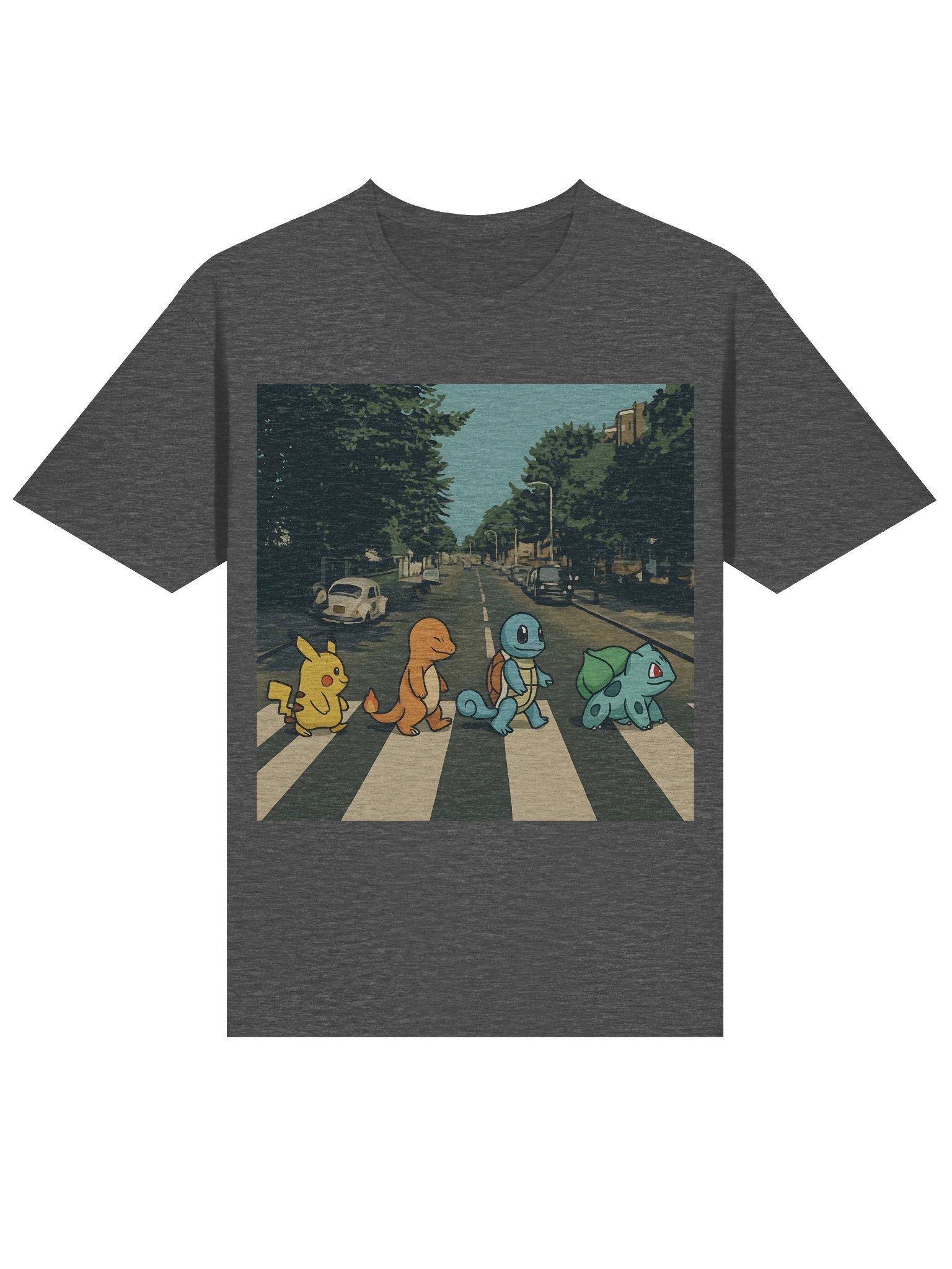 🚦 Abbey Road Pokémon Parody T-Shirt – Pikachu, Charmander, Squirtle & Bulbasaur Cross the Street product image (3)