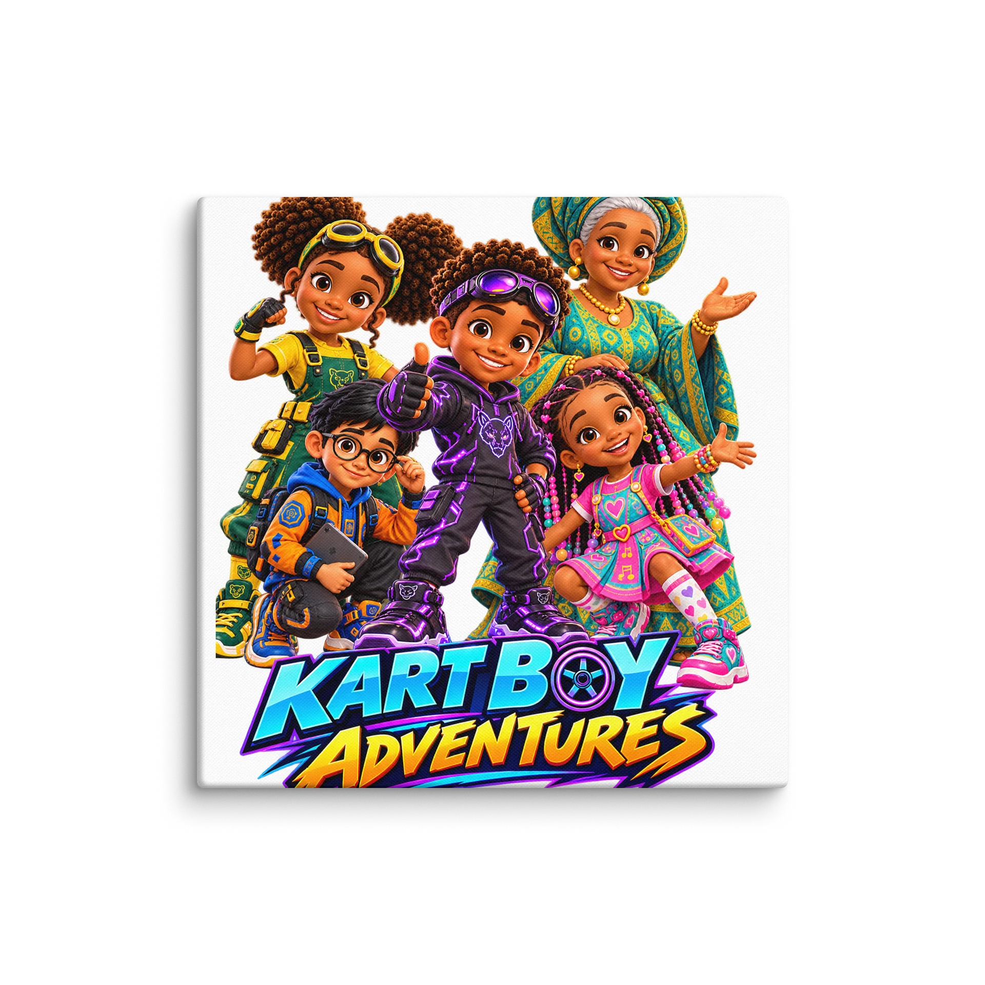 Kart Boy Adventures Colorful Cartoon Canvas product image (1)