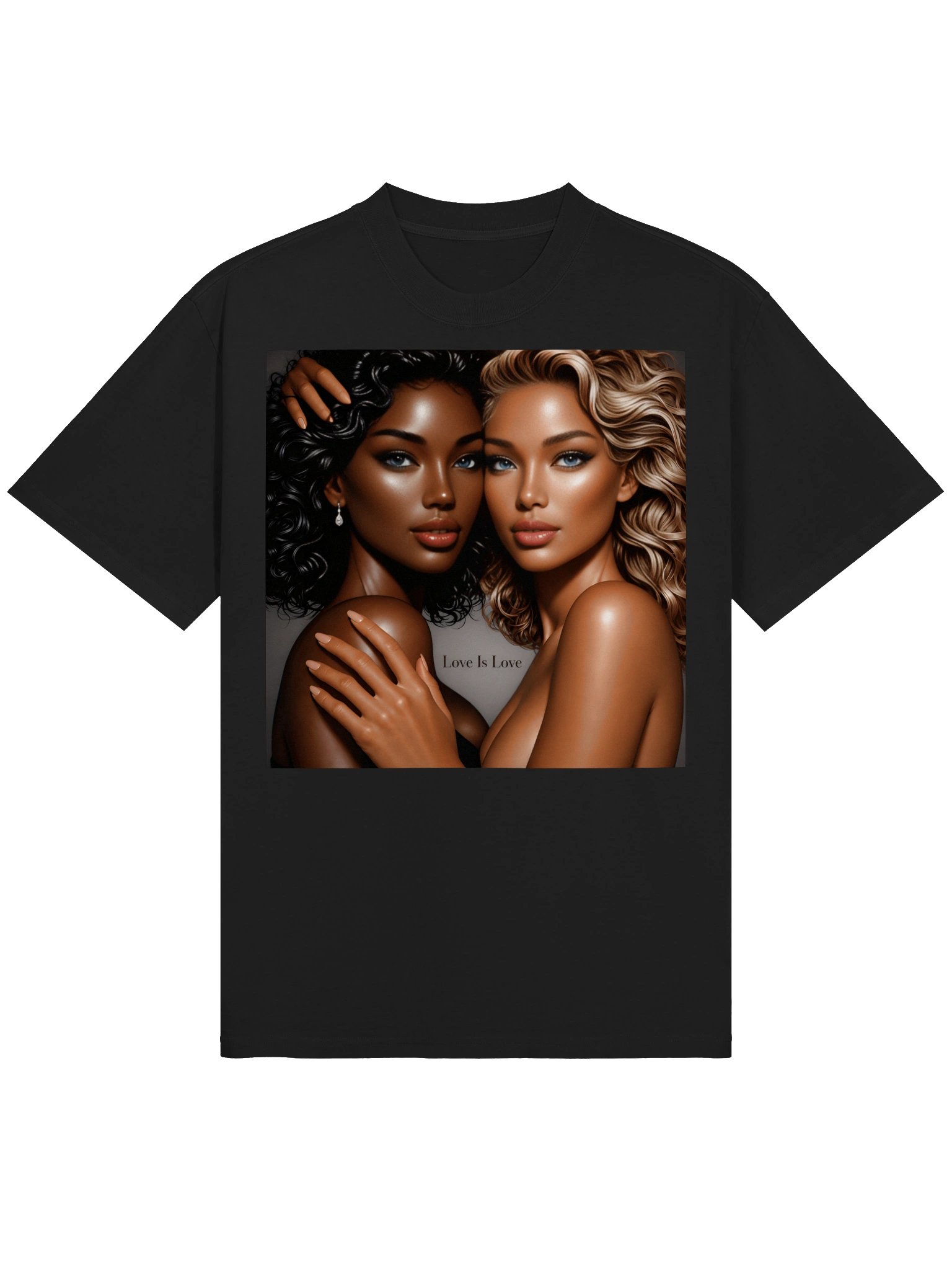 Love Is Love Poster - LGBTQ Pride Wall Art - Black and Biracial Women Portrait - Unframed product image (2)