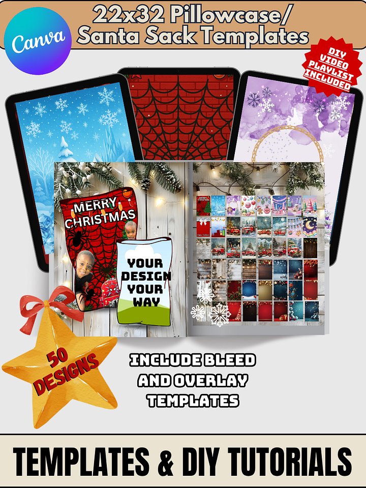 VIP Members - (50) 22 x 34 Inch Sublimation Holiday Santa Sack Templates product image (2)