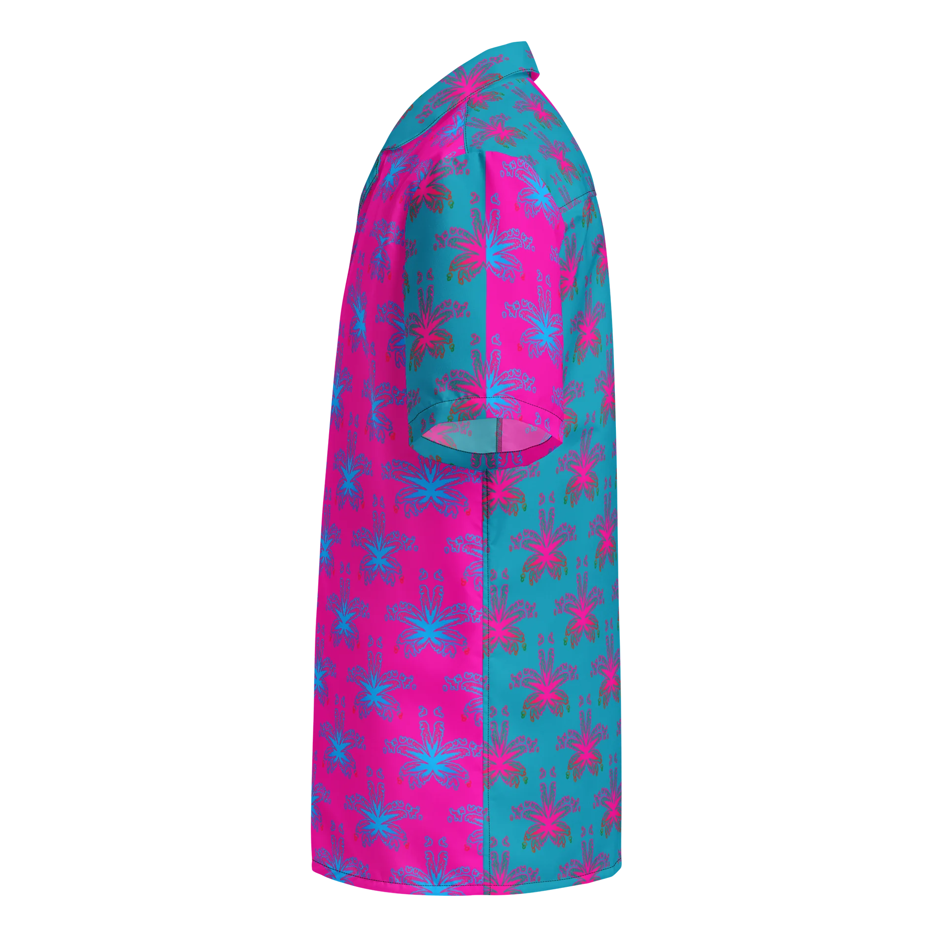 Cotton Candy Color Cannabis Art Button-Down Shirt, 420 Summertime Pink Blue Weed Leaf Stoner Fashion product image (3)