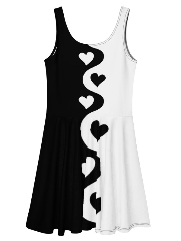 Split Half and Half Hearts Dress | Black and White product image (7)