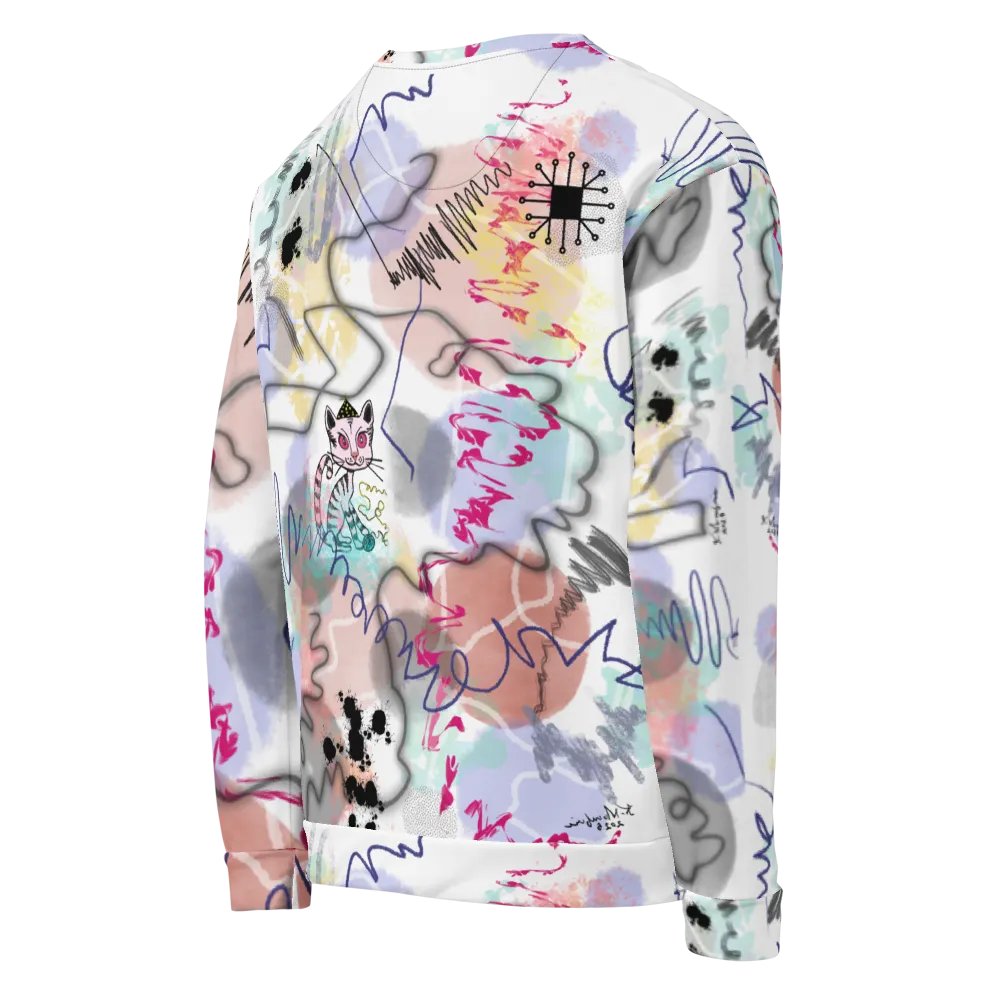 ScribbleWear 'PinkHat Cat' Unisex Art Sweatshirt product image (4)