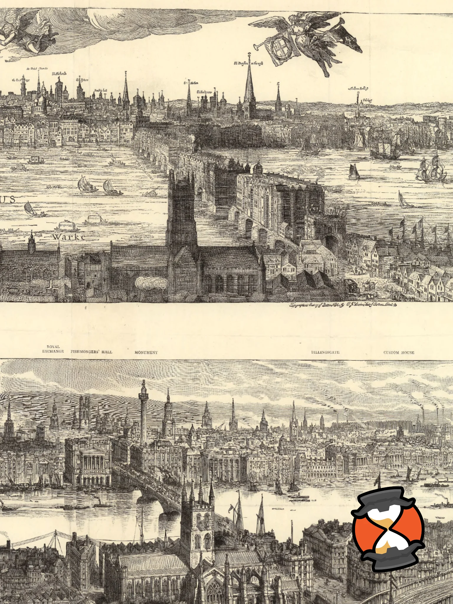 London Cityscape 1616 vs. 1890 (Canvas Print) product image (3)