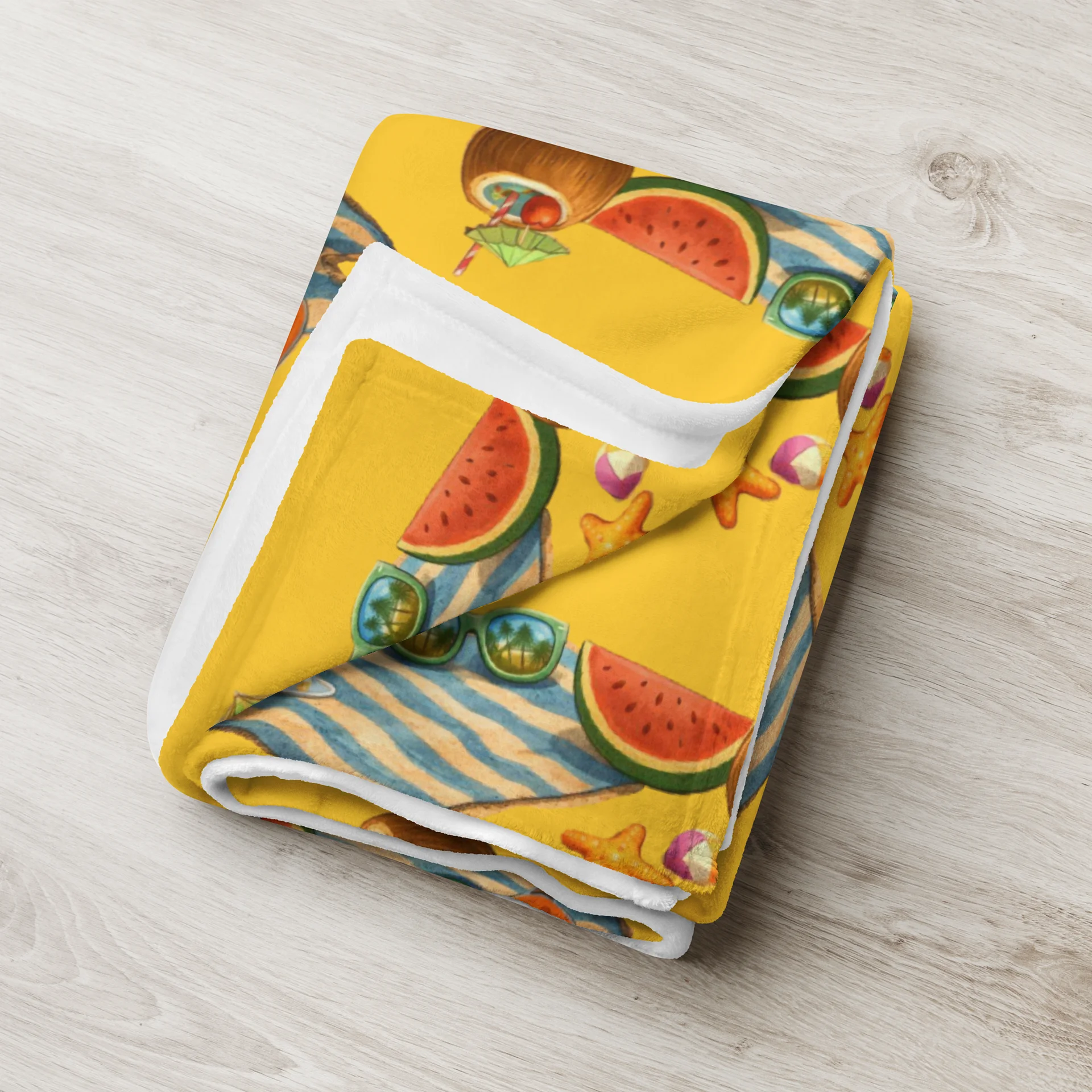 Cat brigade summer Printed Throw Blanket product image (3)