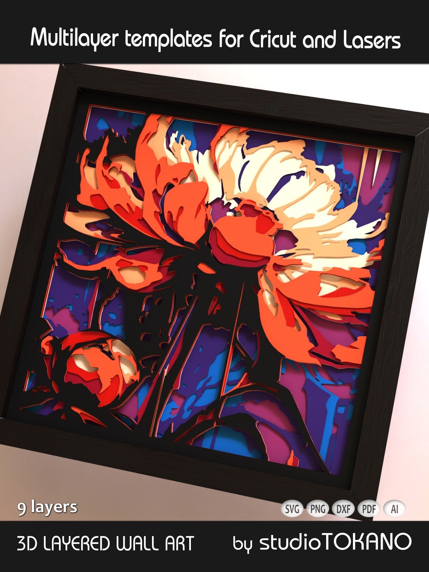 Asian Floral Shadow box SVG product image (6)
