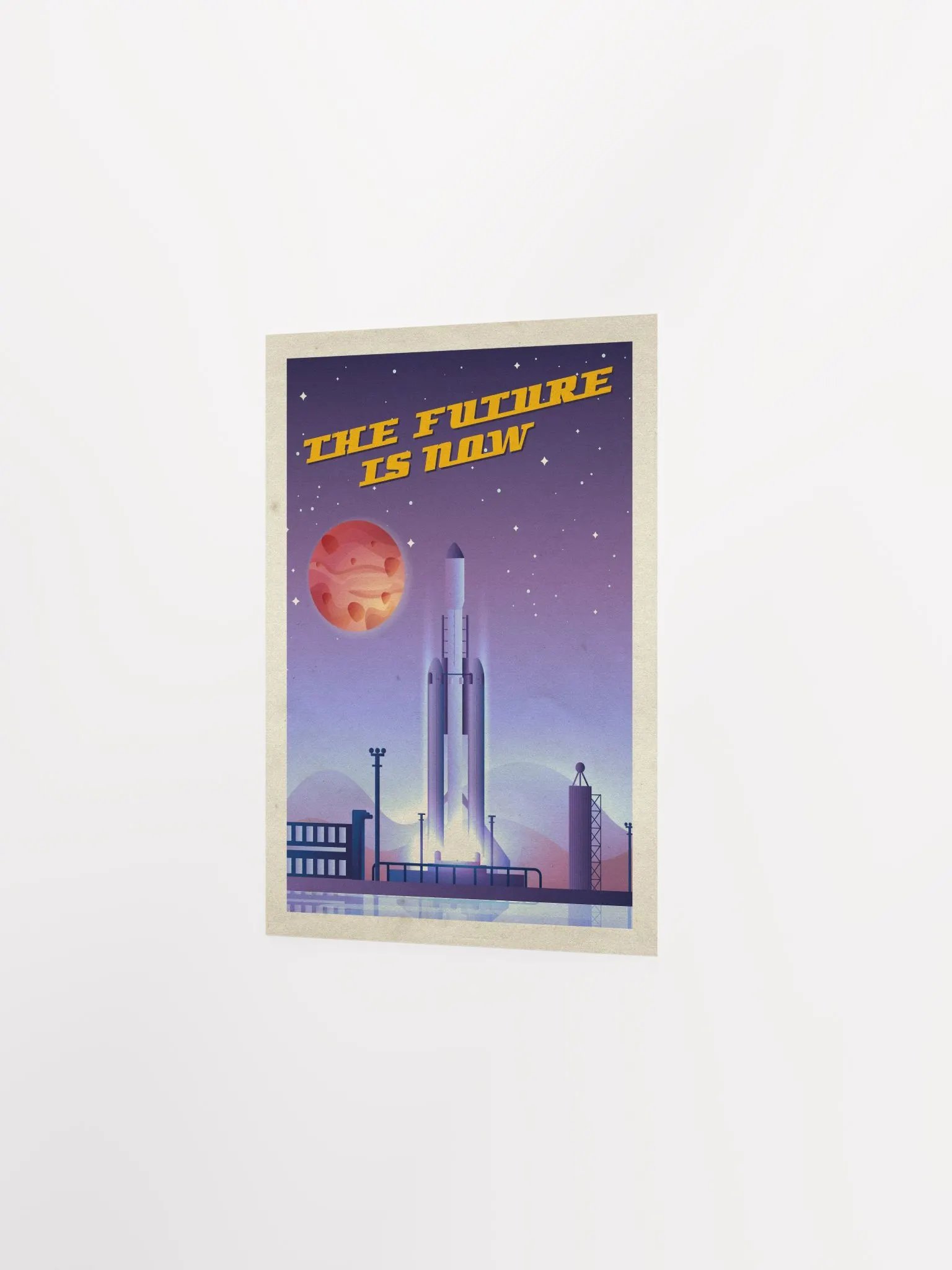 The Future is Now, SpaceX Falcon Heavy — Vintage space poster, retro space art, propaganda poster, retrofuturism art, retro sci-fi print product image (9)
