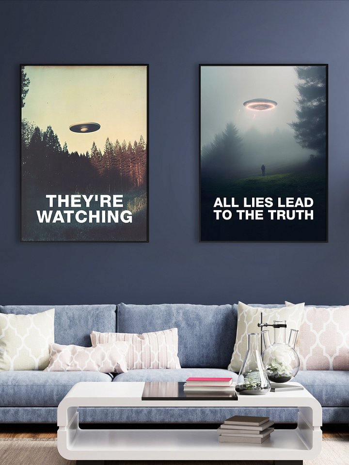 All Lies Lead to the Truth/The X-Files poster, S05E01 1997 — sci-fi poster, movie art, I want to believe poster, space print, aliens wall decor product image (2)