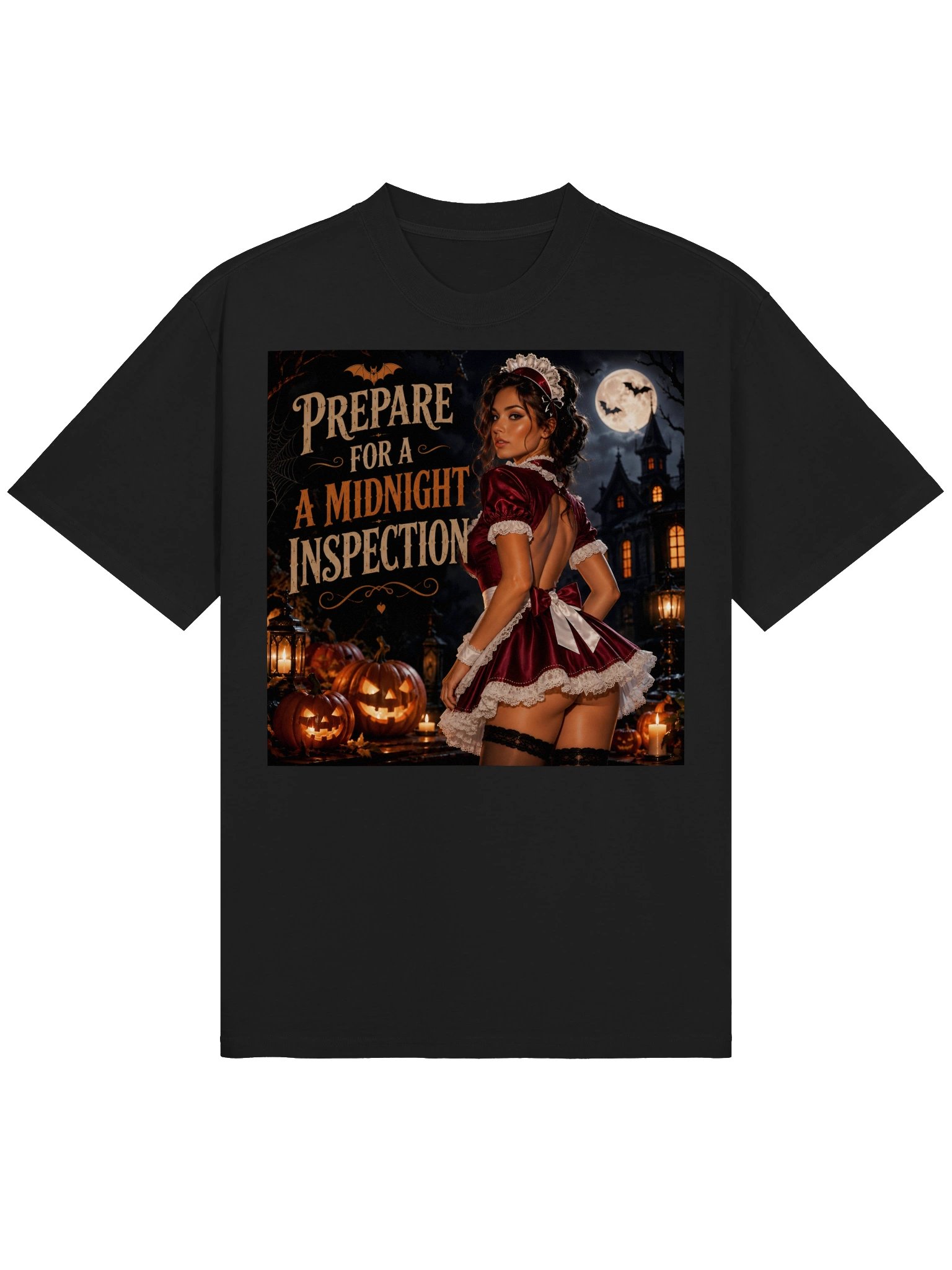 Prepare for a Midnight Inspection Halloween Gothic Dark Romance Oversized T-Shirt. product image (2)