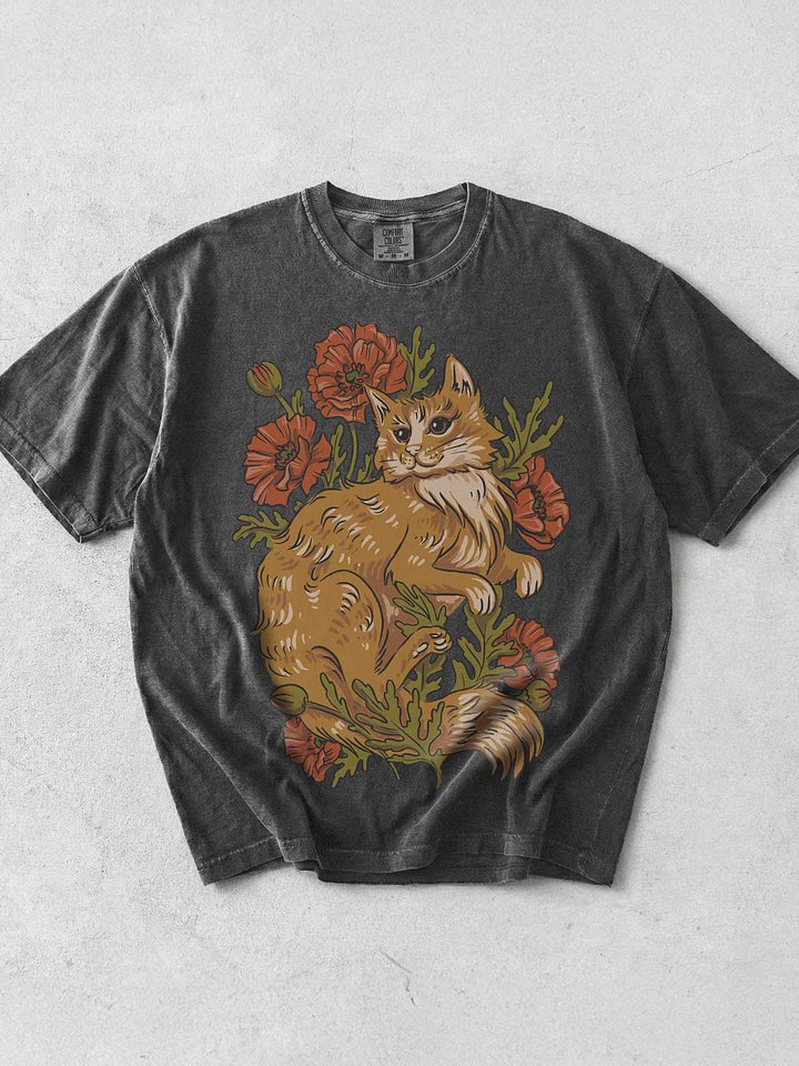 Cottagecore Cat Floral Shirt – Vintage Botanical Kitty Tee, Cozy Nature Aesthetic Graphic product image (1)