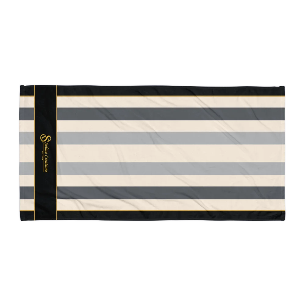 Solace Signature Black Stripe Bath Towel product image (1)