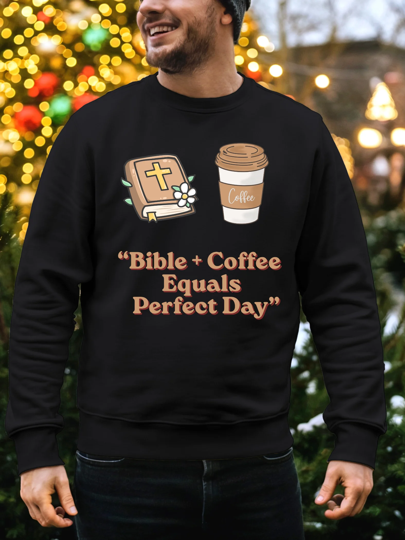 Bible + Coffee = Perfect Day Christian Coffee Lover Sweatshirt | Faith & Scripture Apparel | Kingdom Life Co. product image (1)