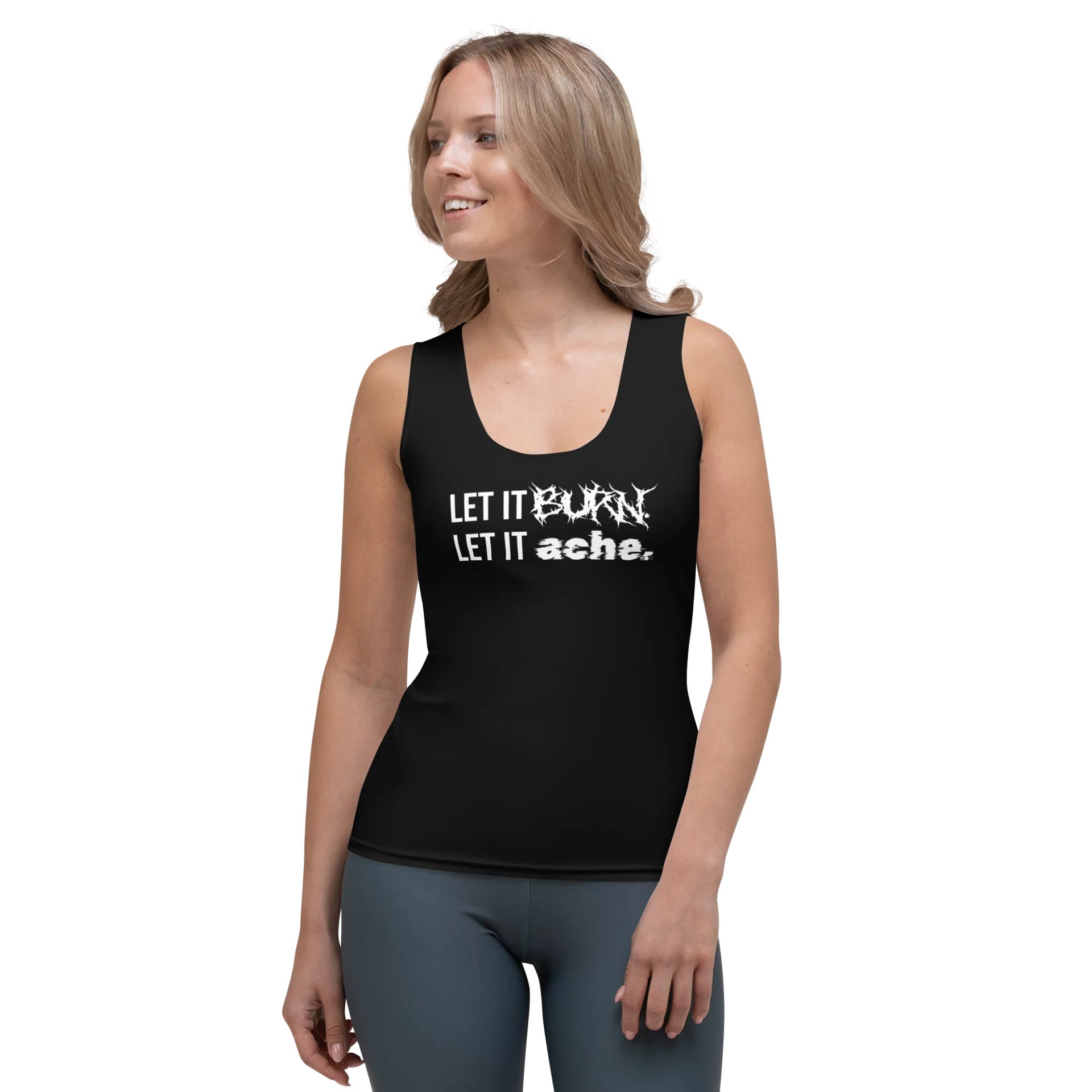Let It Burn, Let It Ache All-Over Print Women's Tank Top Black & White product image (1)