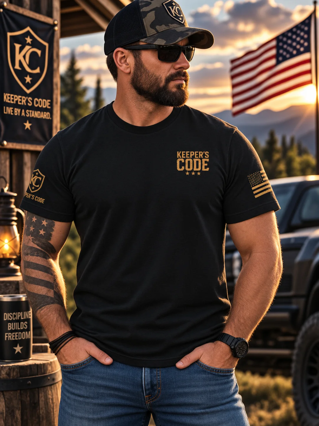 Keeper’s Code™ Men’s CODE 02 Sovereignty Self-Reliance Eagle T-Shirt product image (1)