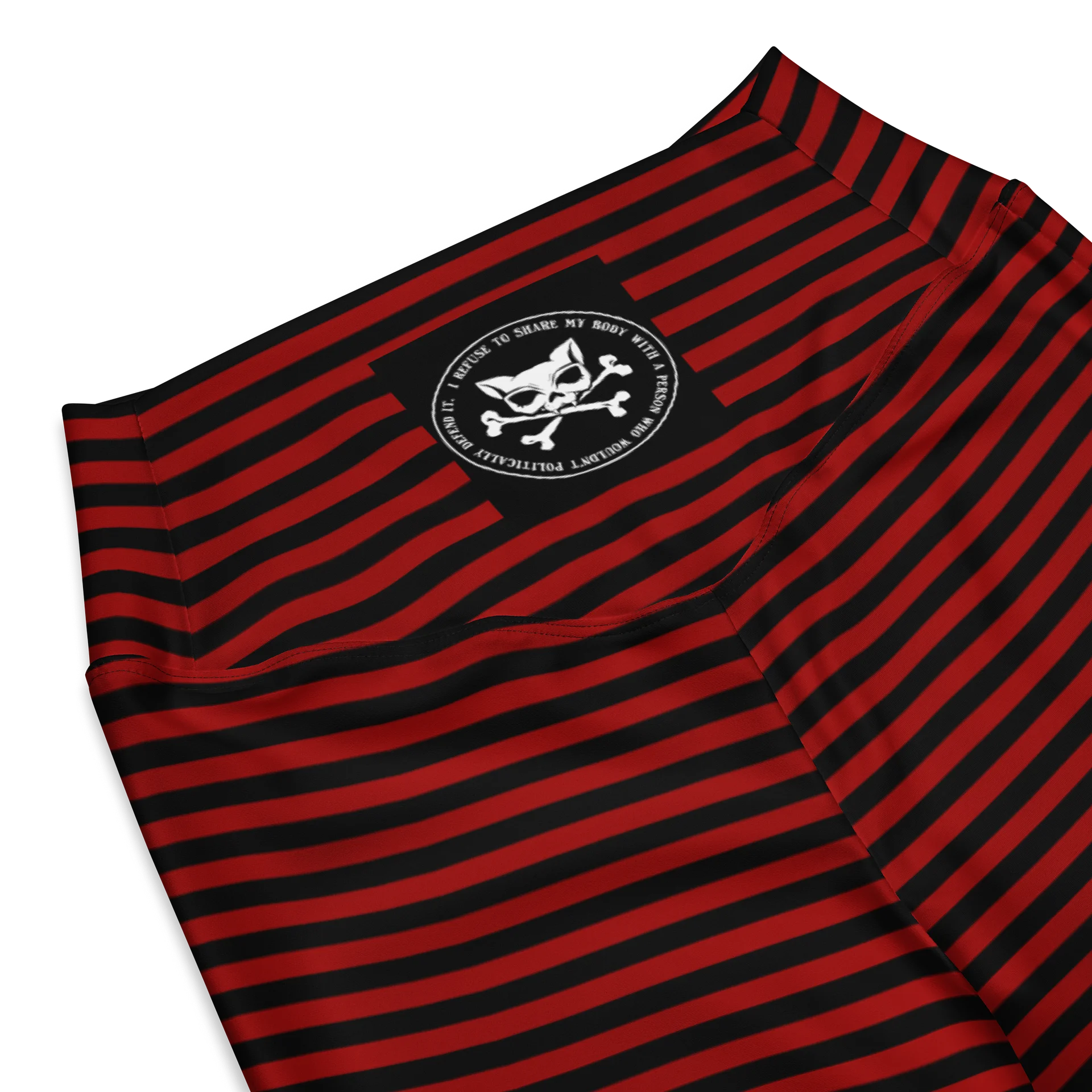 Red and Blaque Stripped Kat Skull Flares product image (8)