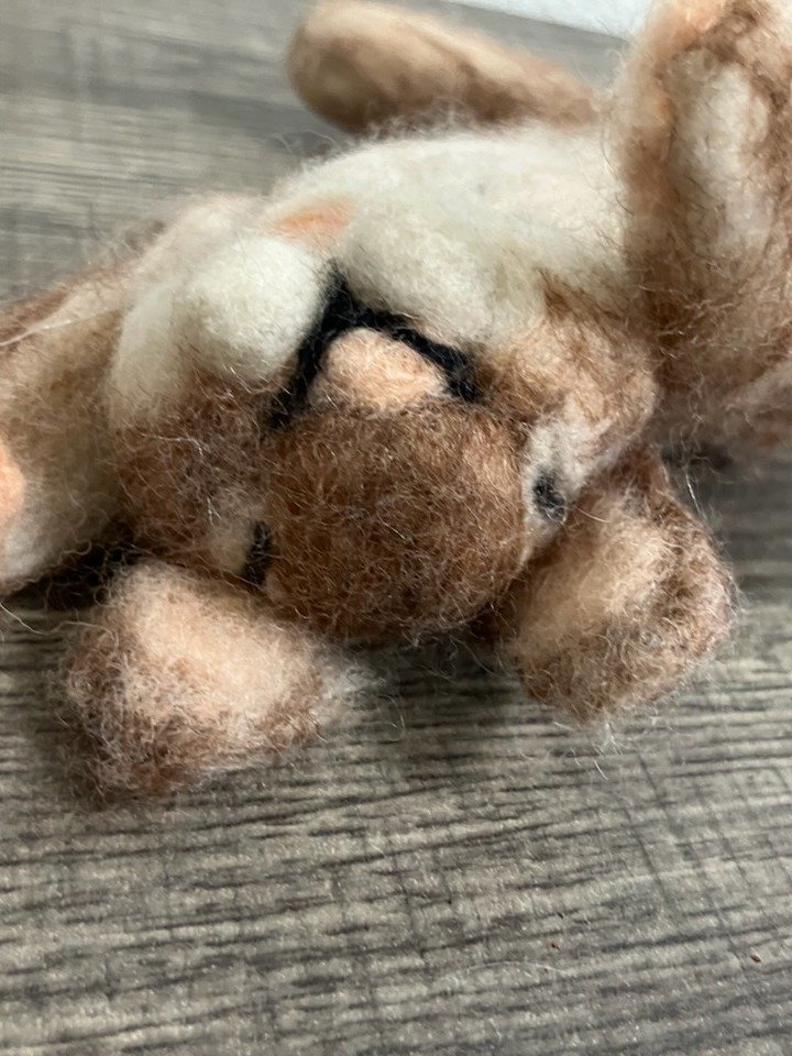 Hand-Felted Sleeping Baby Bunny - Relaxed "Trusting" Pose - One-of-a-Kind Solid Wool Rabbit Sculpture Product product image (3)