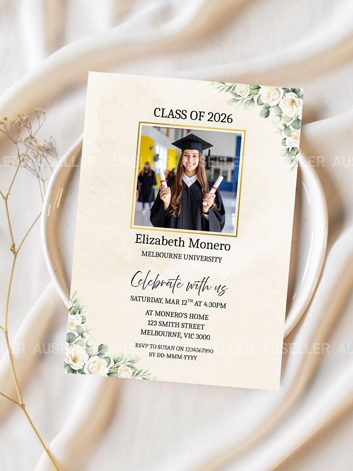 Floral Graduation Invitation Template 2026 Editable Canva Template product image (2)