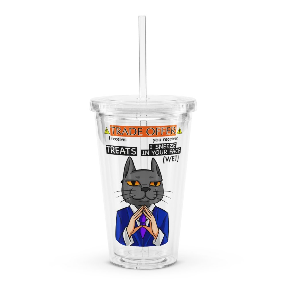 Trade Offer Human-Cat Meme Clear Plastic Tumbler product image (1)
