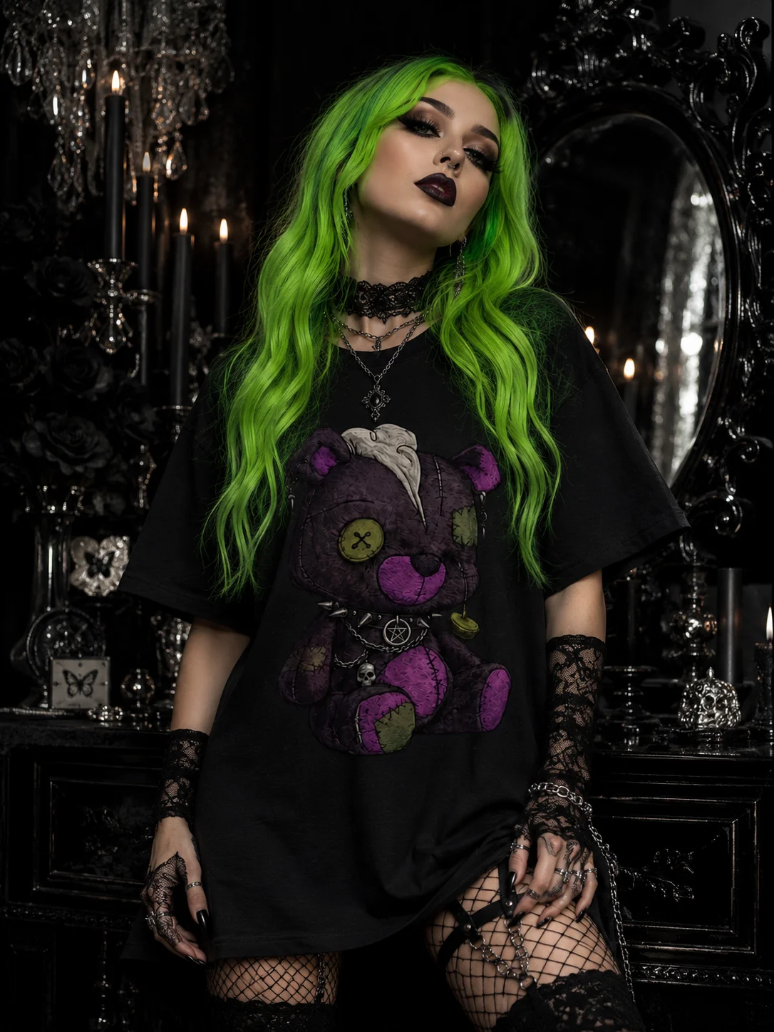 Goth Plush Teddy Oversized Tee product image (1)