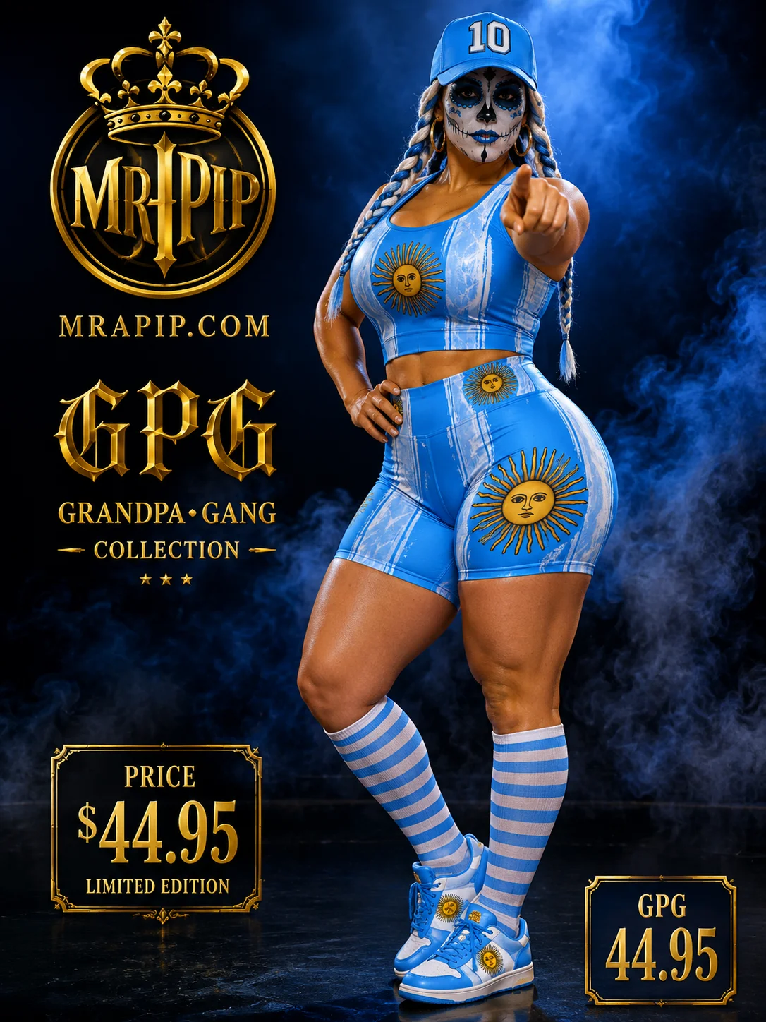 GMG Argentina Sky Women's Performance Biker Shorts | Grandma Gang Limited Edition product image (3)