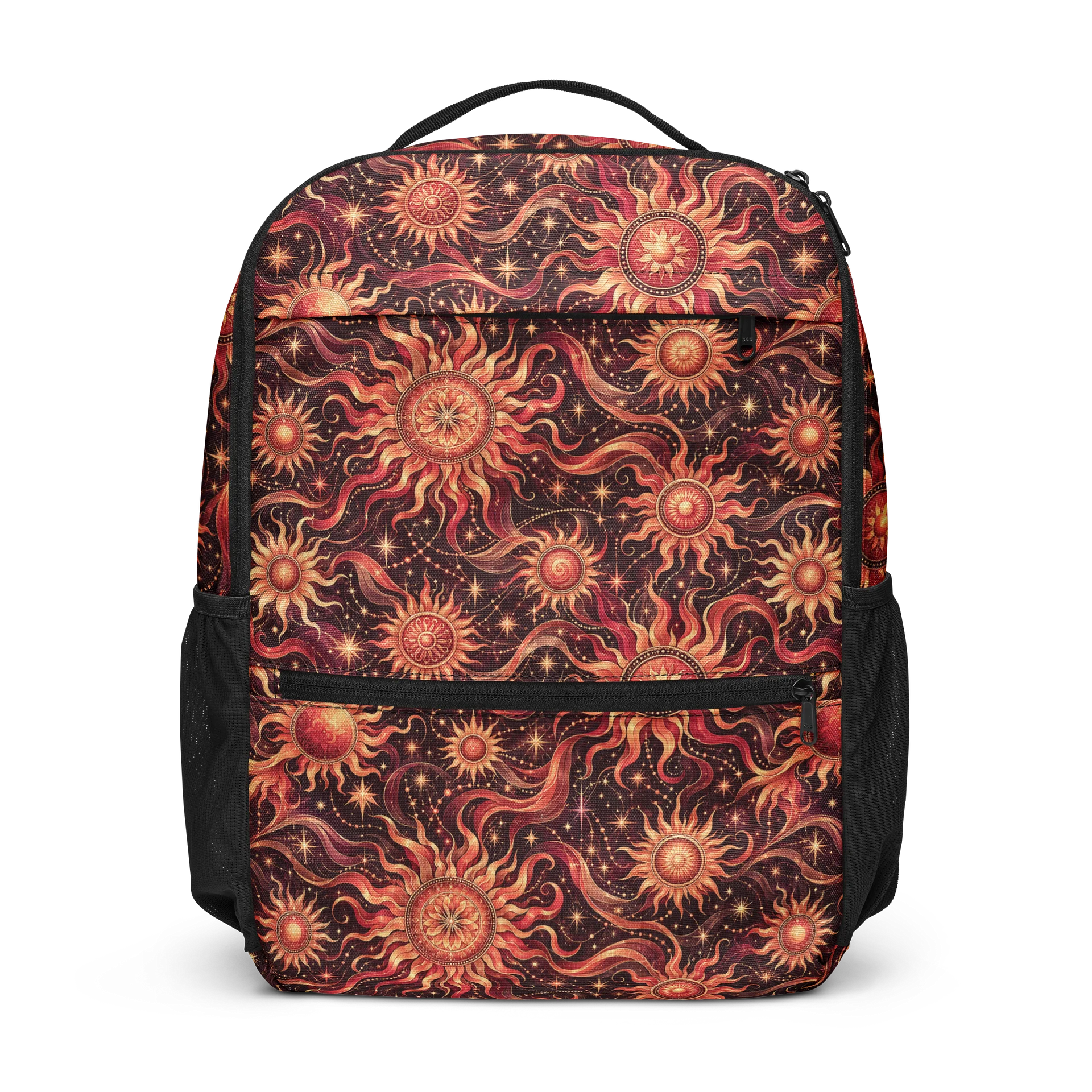 Red Ornamental Suns Backpack / Celestial Sunburst Boho Gothic ...