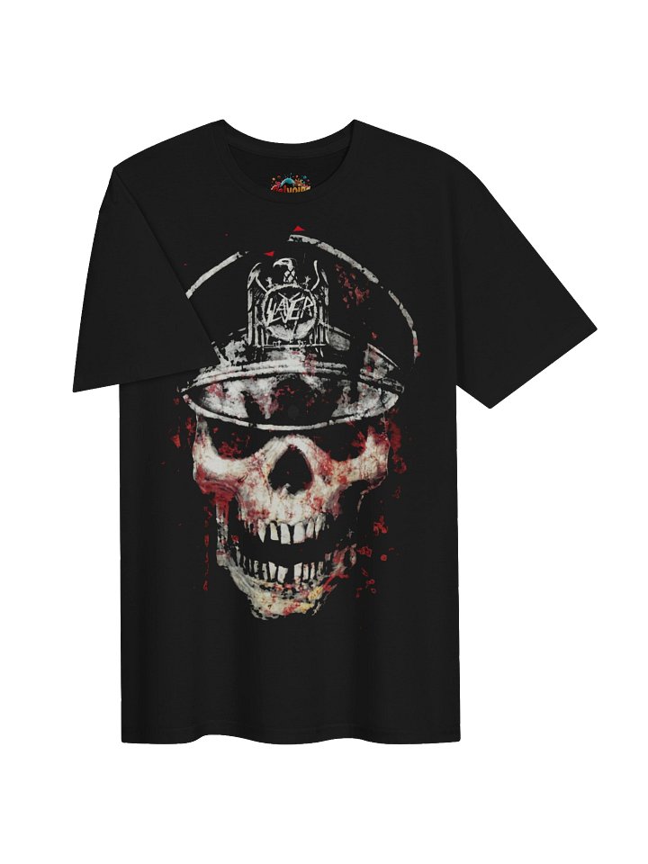 Slayer Skull T-Shirt | Reign in Blood Military Eagle Cap Blood Splatter Graphic Tee | Thrash Metal Collector Band Shirt product image (2)