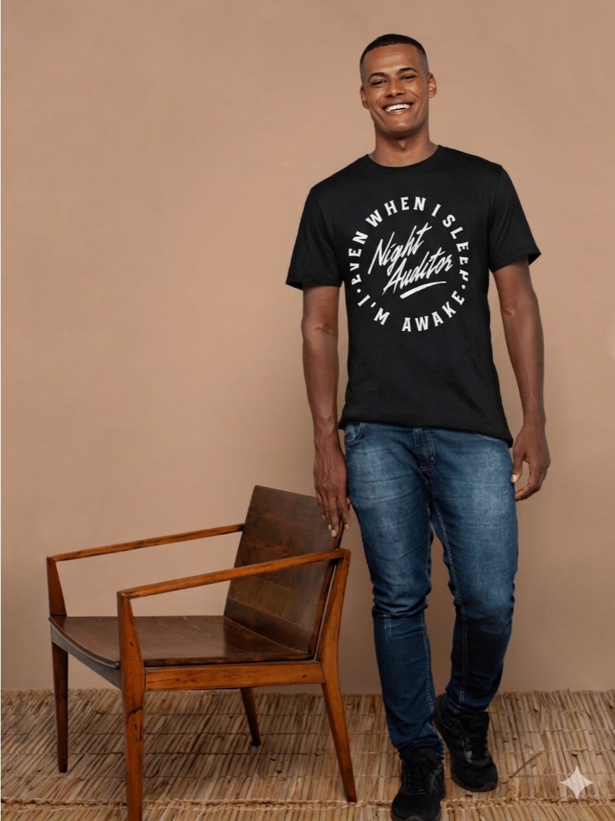 Hotel T-Shirt – Night Auditor: Even When I Sleep, I Am Still Awake (Black) product image (10)
