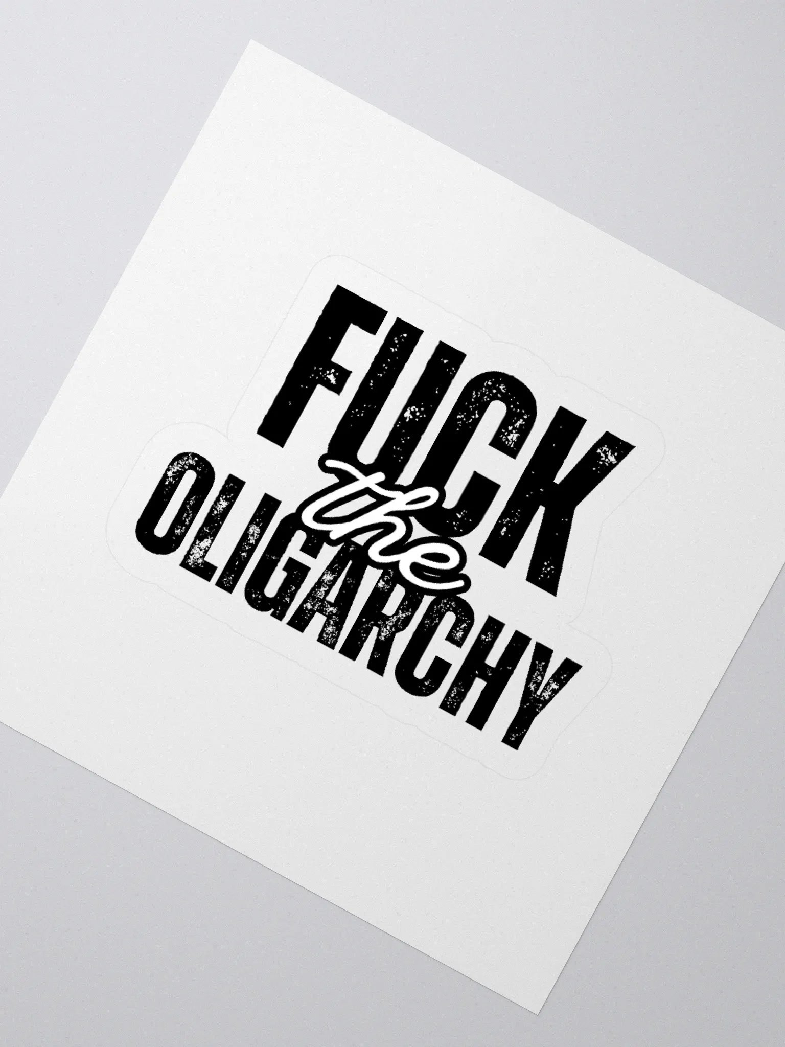 Fuck the Oligarchy Kiss Cut Stickers (in black) product image (2)