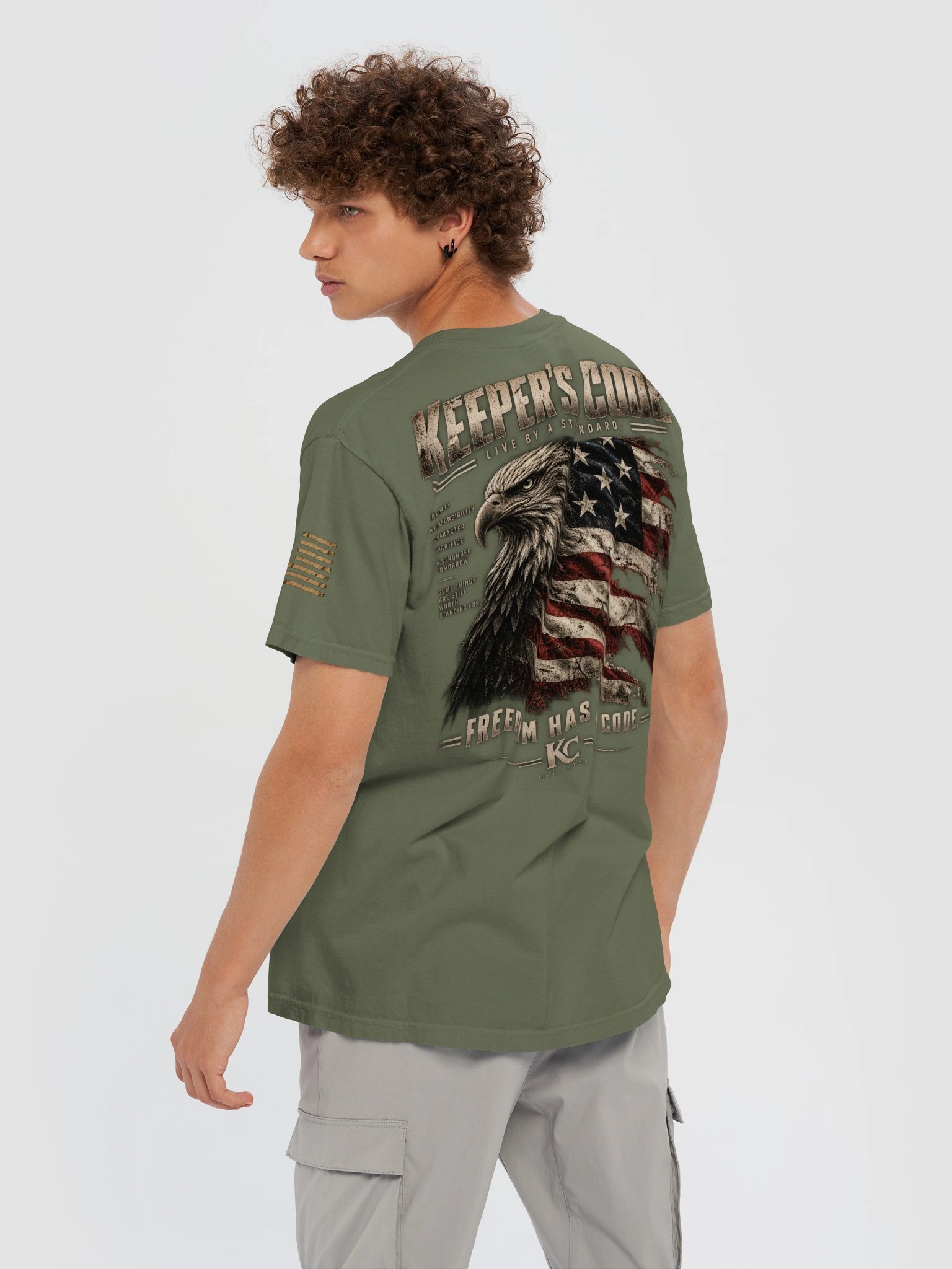Men’s Freedom Has A Code Patriotic Eagle Graphic T-Shirt product image (4)