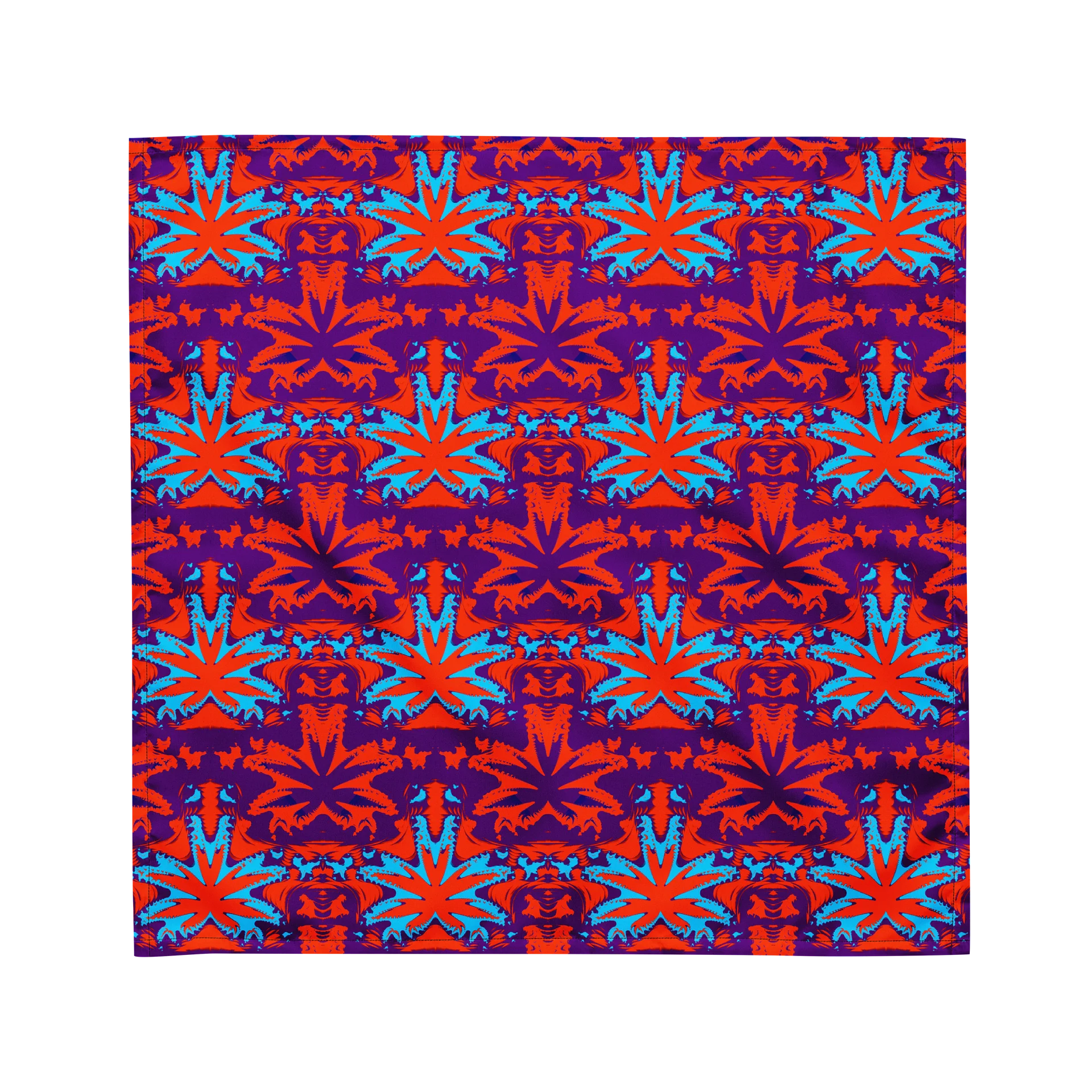 Cannabis Leaf Pattern Bandana, Twisted 420 Art, Orange Blue Purple Weird Weed Accessory product image (2)
