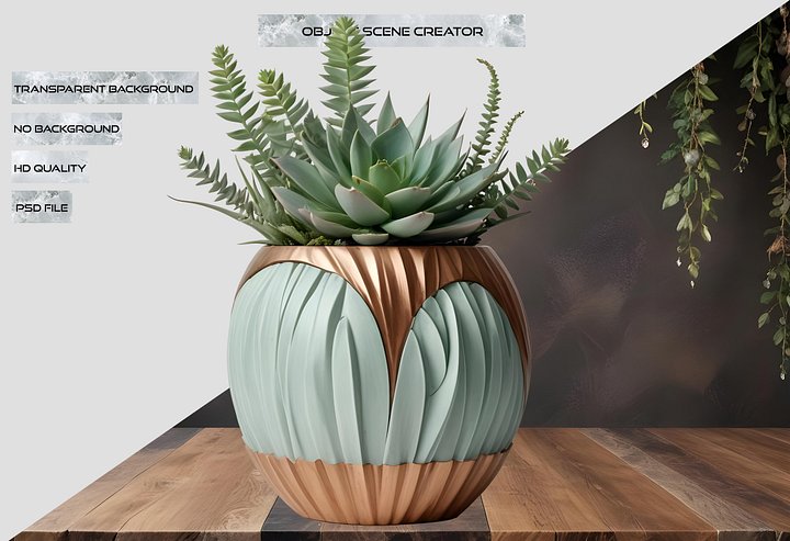 Art Deco Succulent Vase – Gatsby Grace PNG product image (2)
