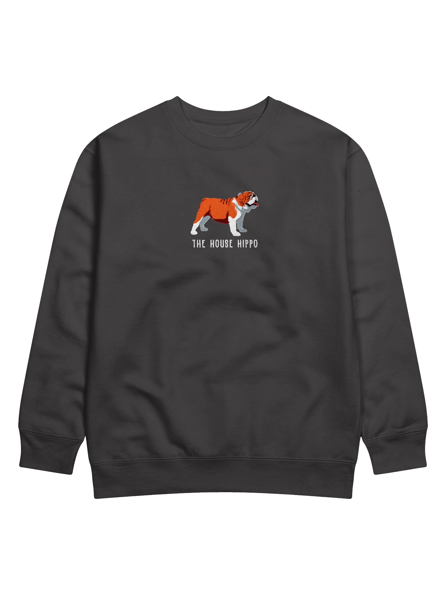 The House Hippo Sweatshirt (Embroidered) of an English Bulldog(Red & White) product image (1)