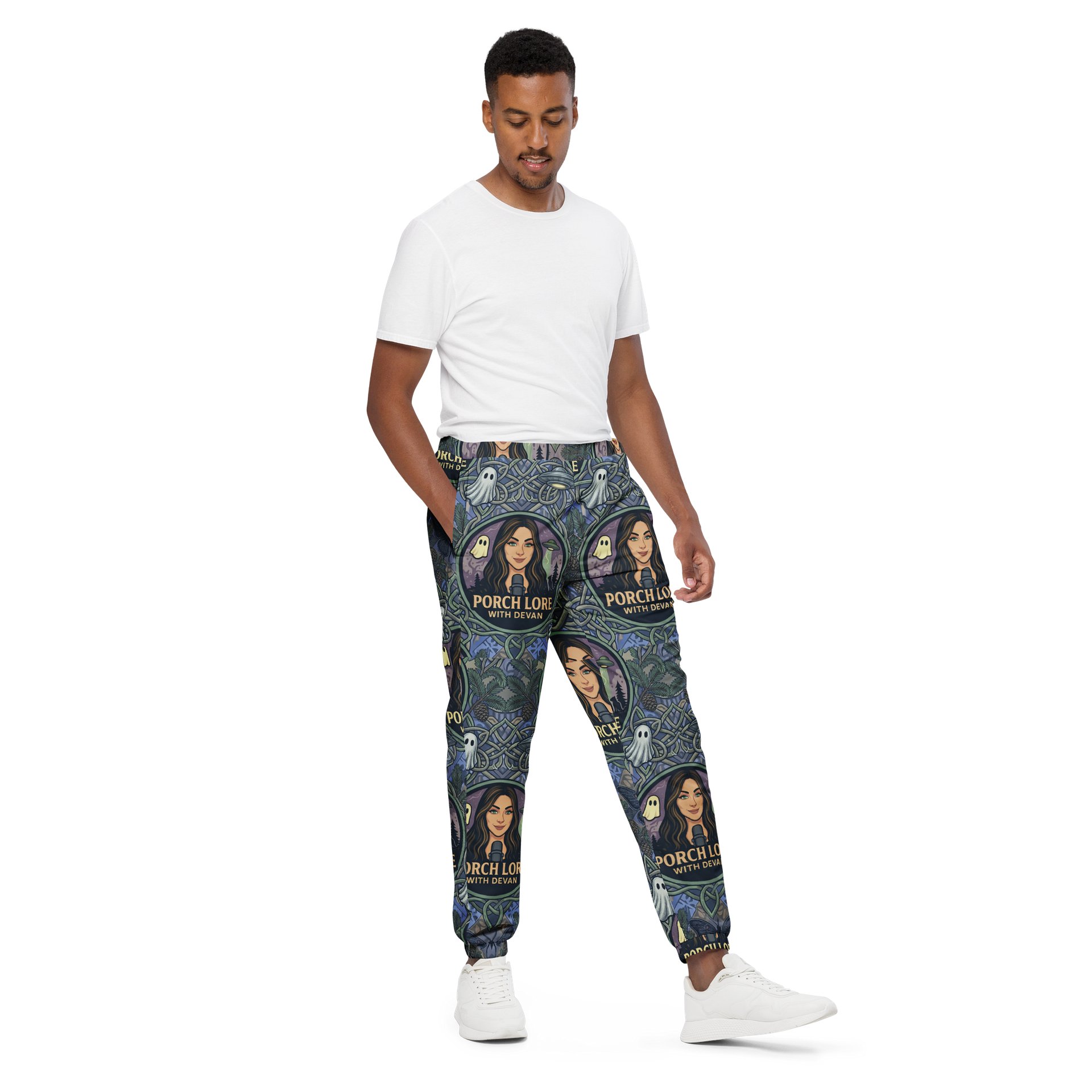 PORCH LORE DEVAN PERIWINKLE MOTH UNISEX TRACK PANTS product image (2)