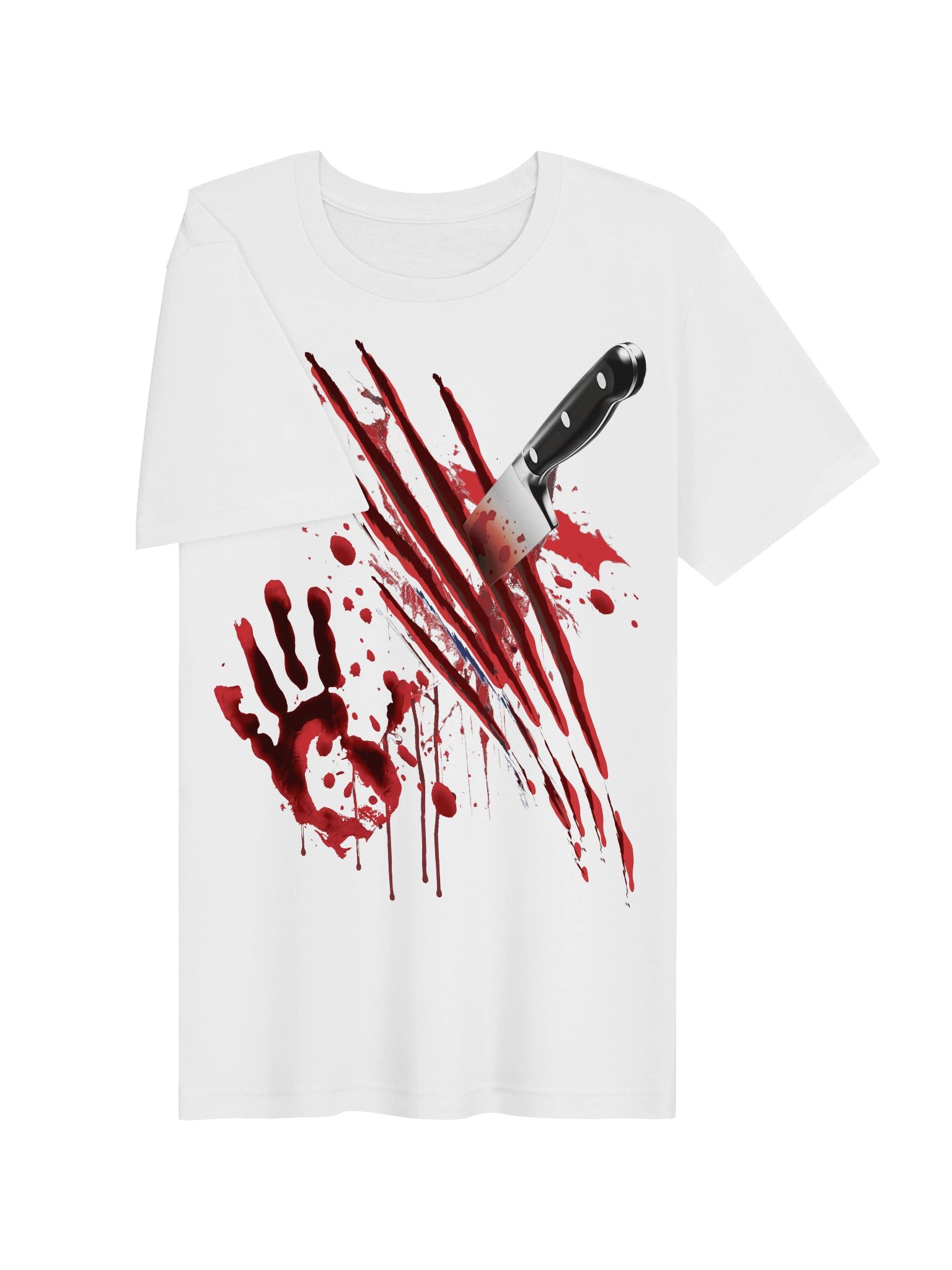 Bloody Knife Shirt – Blood Splatter Handprint Slashed Stab Wound Zombie Slasher Gore Horror product image (3)