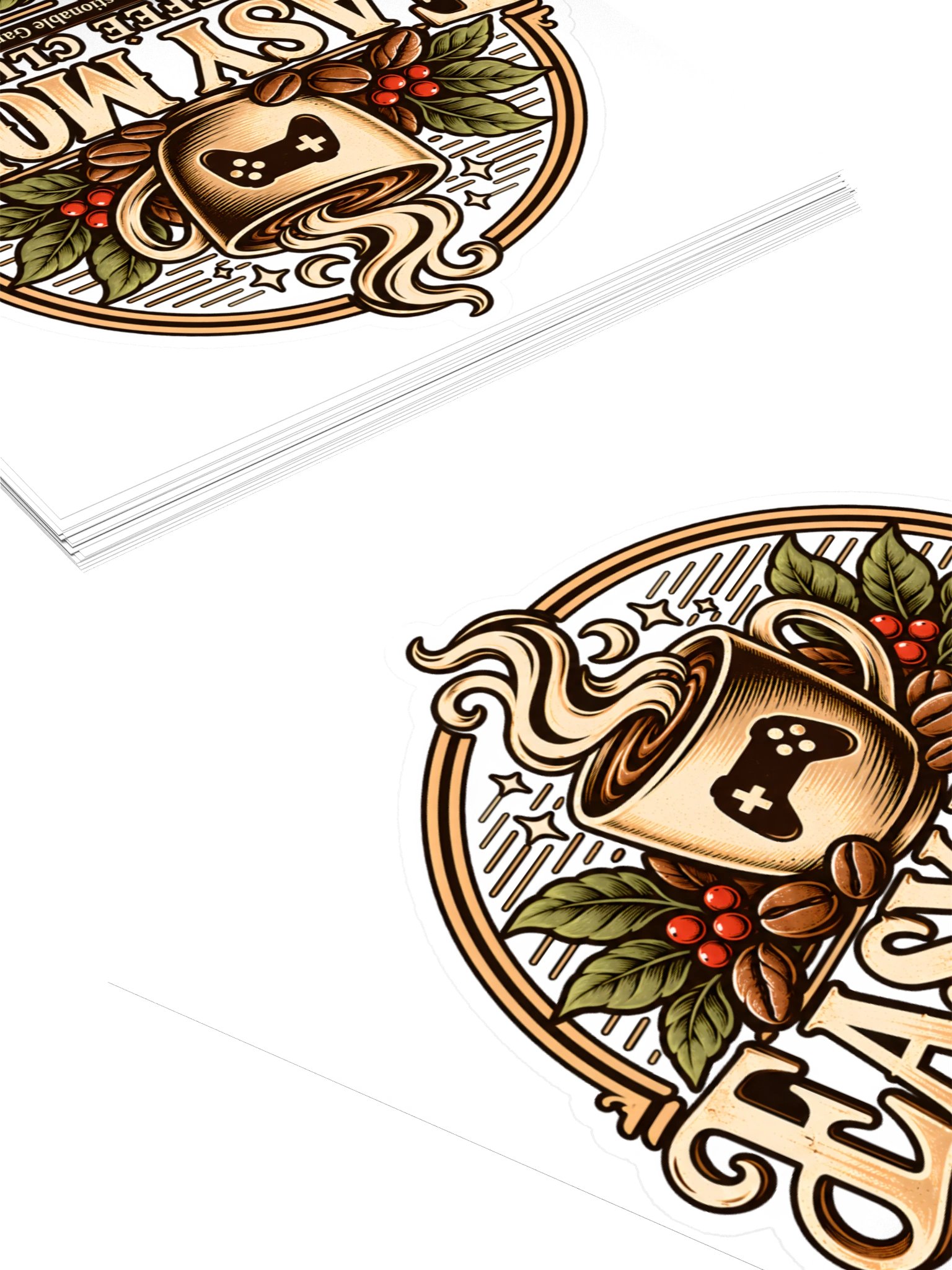 Easy Mode Coffee Club Kiss-Cut Sticker – 4" × 4" product image (4)