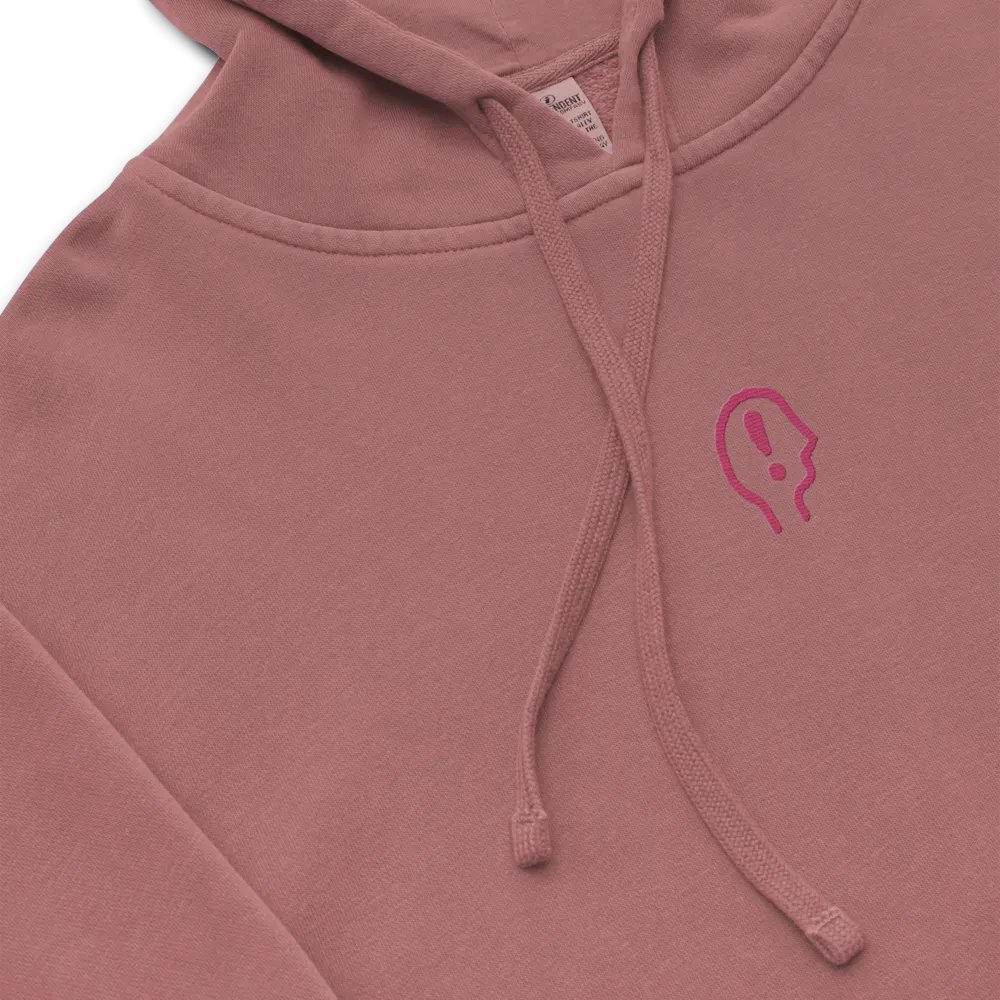 EXCLAIMING MENTALLY (C. pink) embroidered pigment hoodie product image (1)