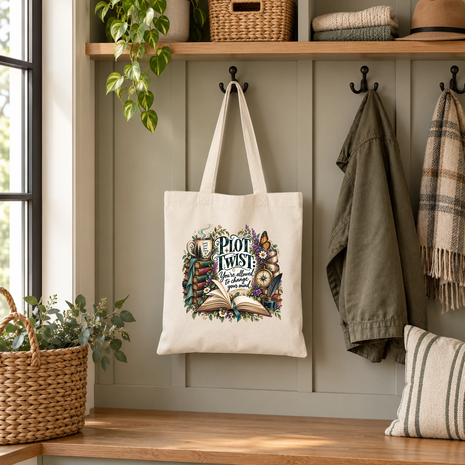 Plot Twist Cotton Tote Bag product image (2)