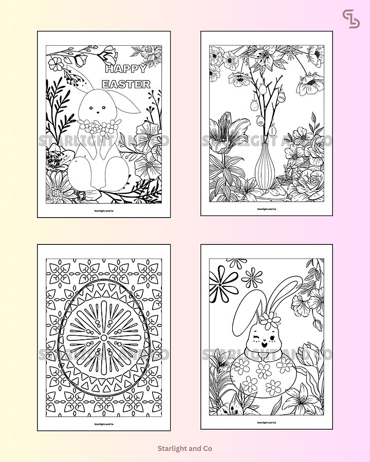 Easter Coloring Book For Adults, 61 Coloring Pages, 8.5 x 11 Inches, 1 Zip File product image (2)