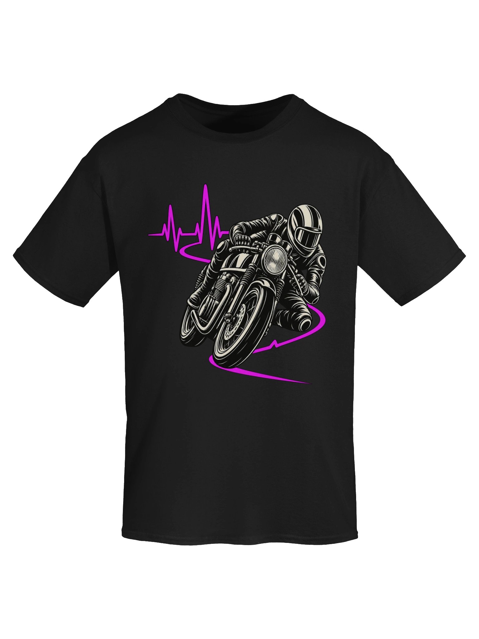Café Racer Heartbeat – Purple Pulse Motorcycle T-Shirt product image (5)
