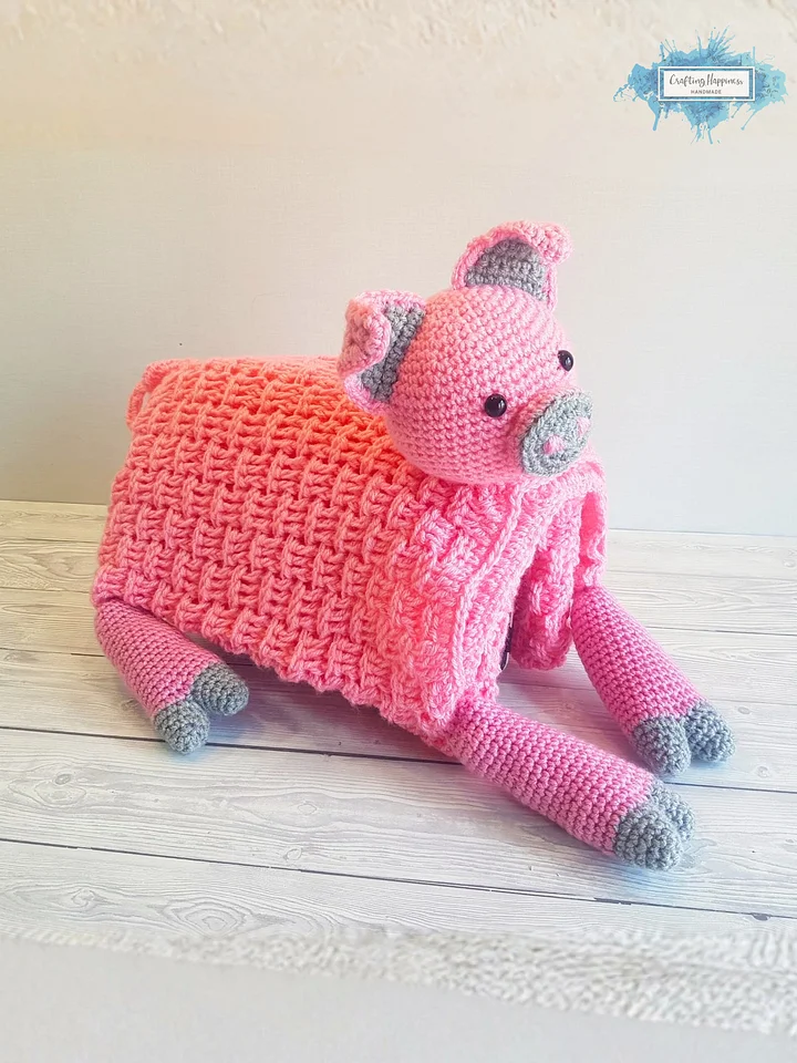 Crochet Pig Baby Blanket Pattern | Pram Stroller Toy (PDF Pattern) product image (2)
