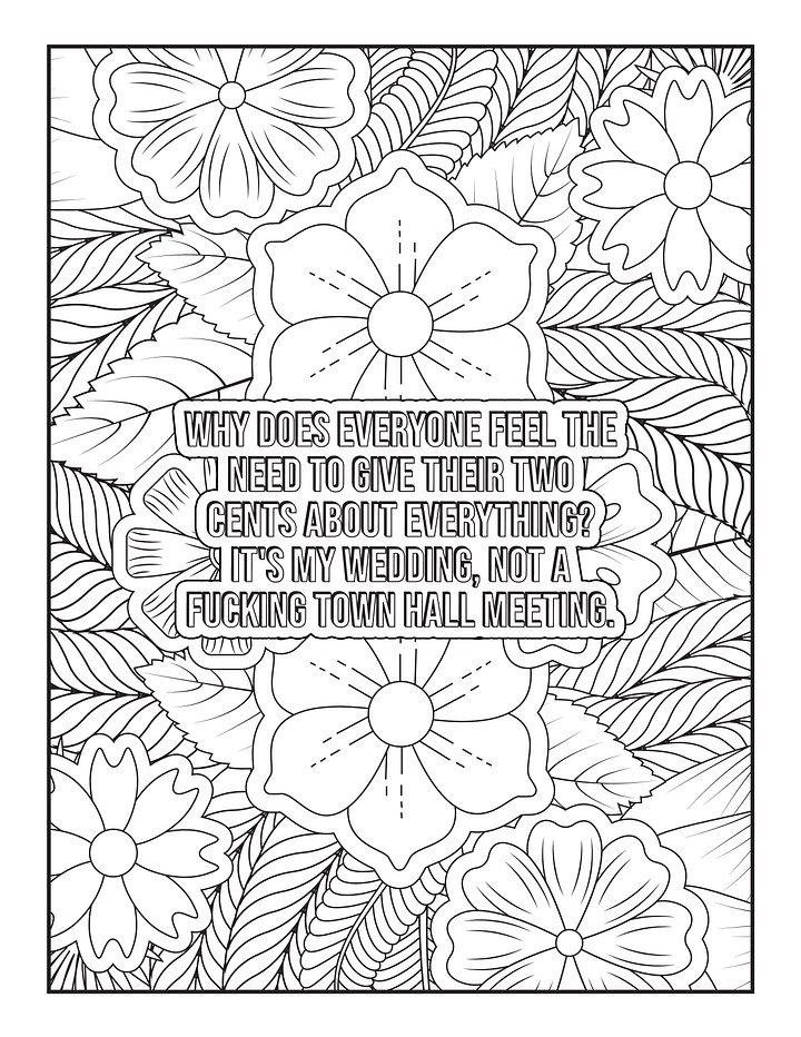 I'm Not A Fucking Bridezilla, Bride to Be Swear Word Coloring Book | Printable | Cuss Words | Sweary Phrases | Curse Words product image (2)