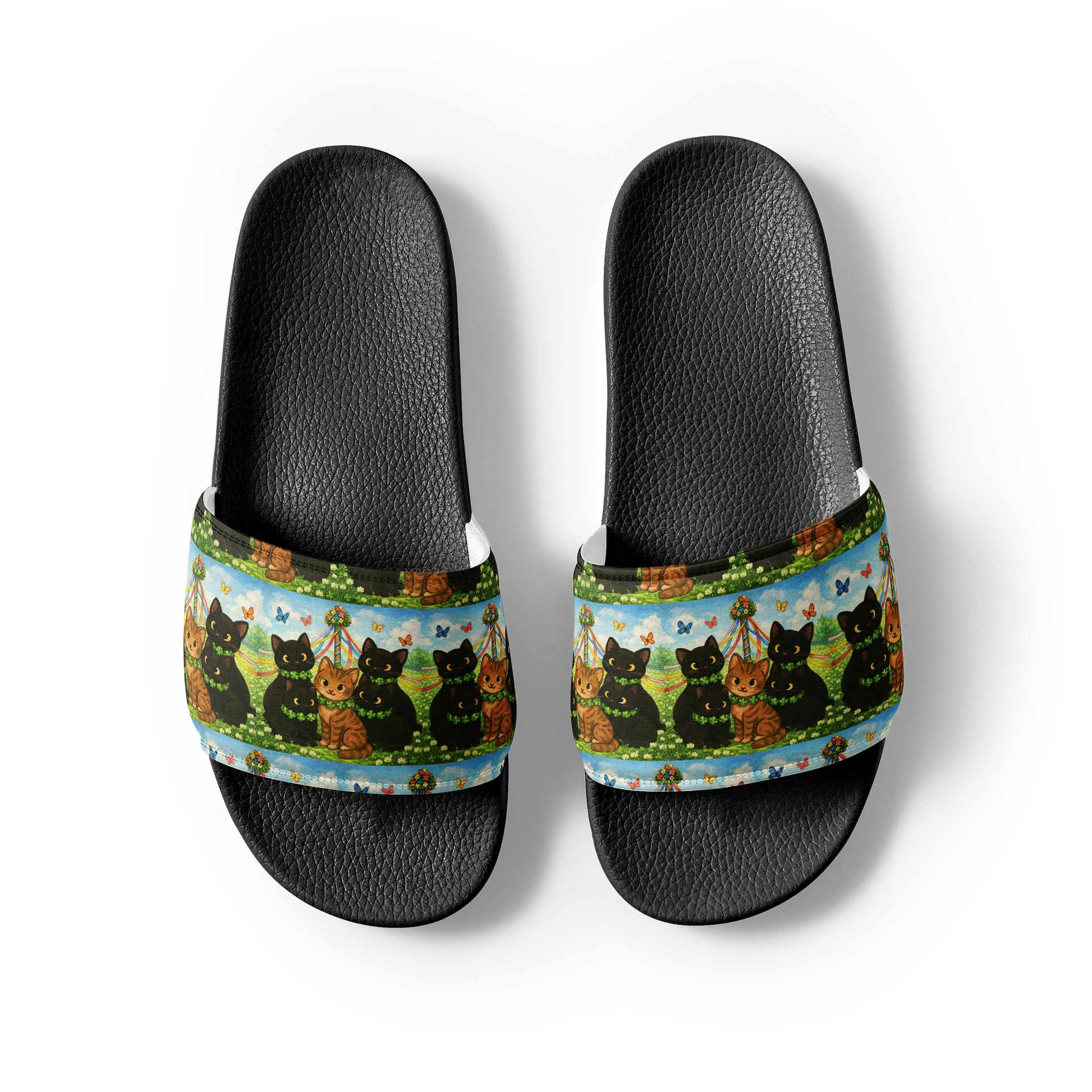 cat brigade spring Pattern Men's Slides product image (4)