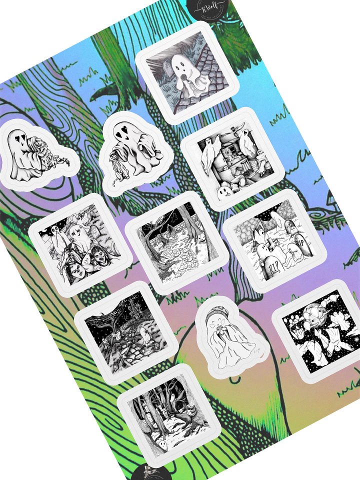 Whimsical Cute Ghost Sticker Sheet product image (1)
