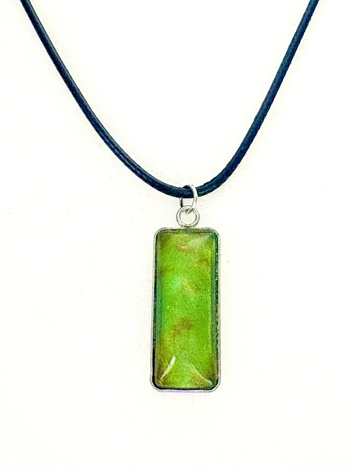 MFD-00152 | Electric Tide Pendant Necklace | Lime Green | Rectangle Cabochon | Monique Faella Designs™ product image (1)