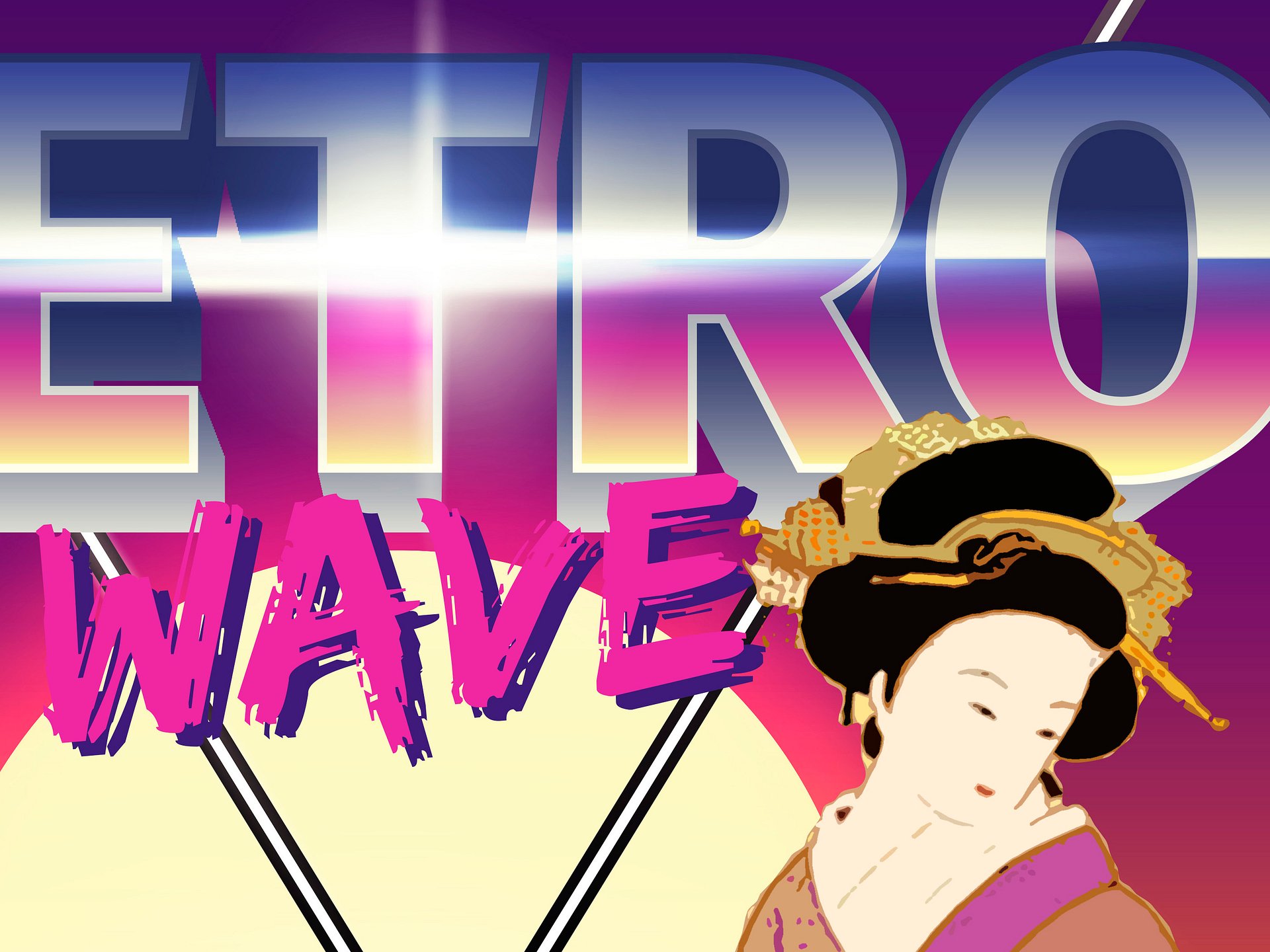 Synthwave Space: ukiyo-e [synthwave/vaporwave/cyberpunk] — aesthetic poster, retrowave poster, neon poster product image (6)