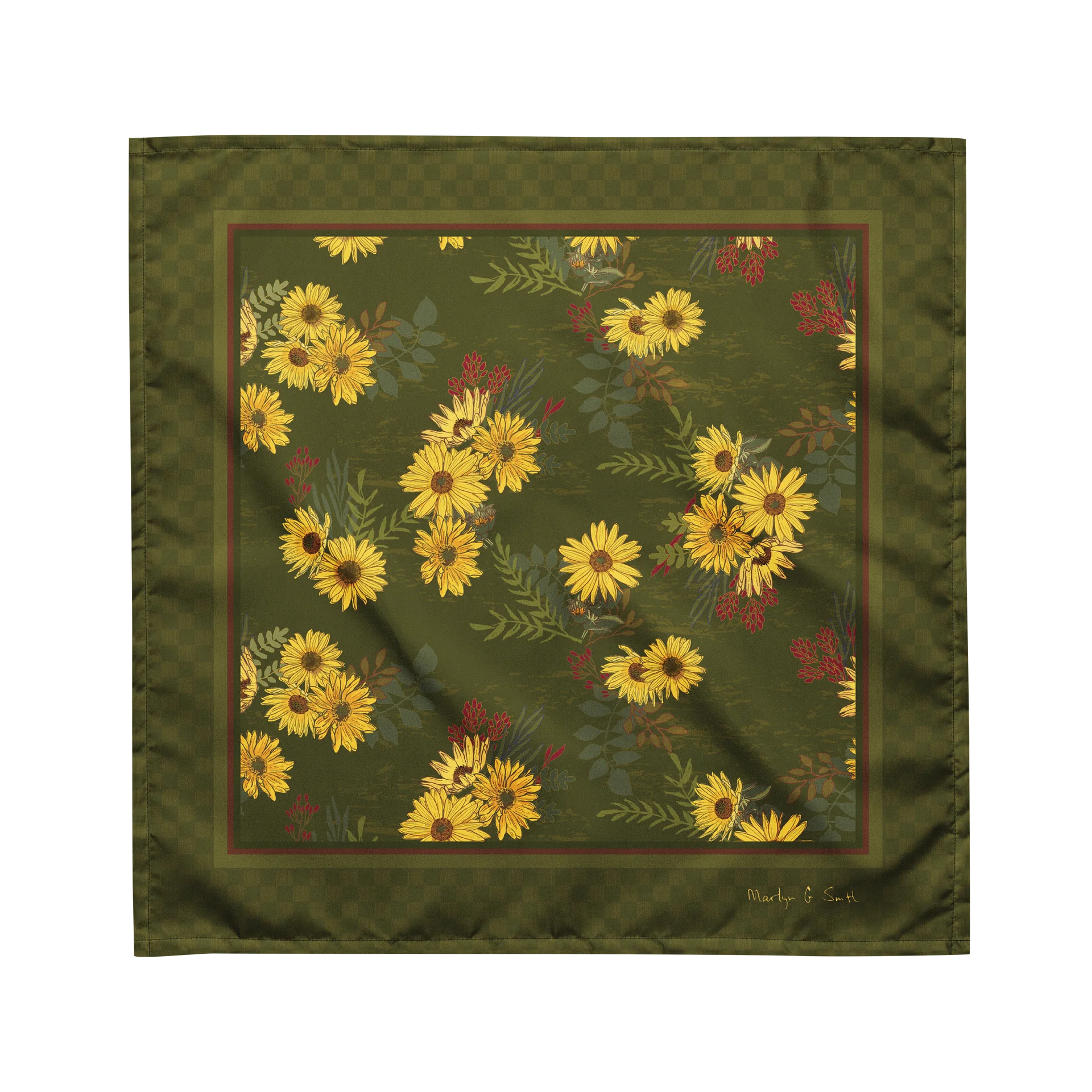 “Helianthus Sunflower Amongst the Greens” Bandana in Green product image (1)
